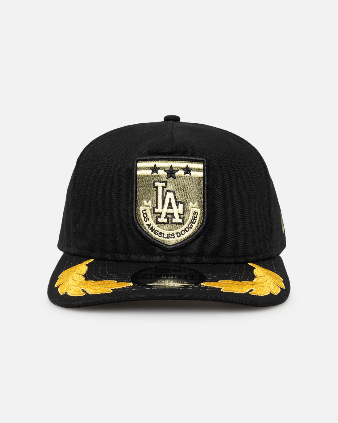 New Era Los Angeles Dodgers 'Military Patch' Pre-Curved Golfer Snapback Black