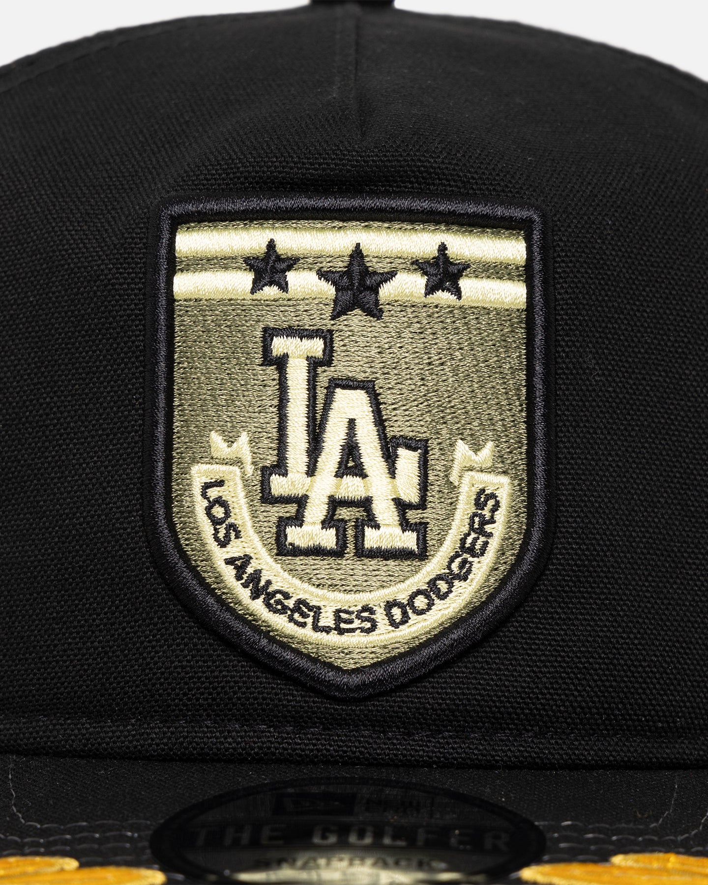 New Era Los Angeles Dodgers 'Military Patch' Pre-Curved Golfer Snapback Black - Image 6