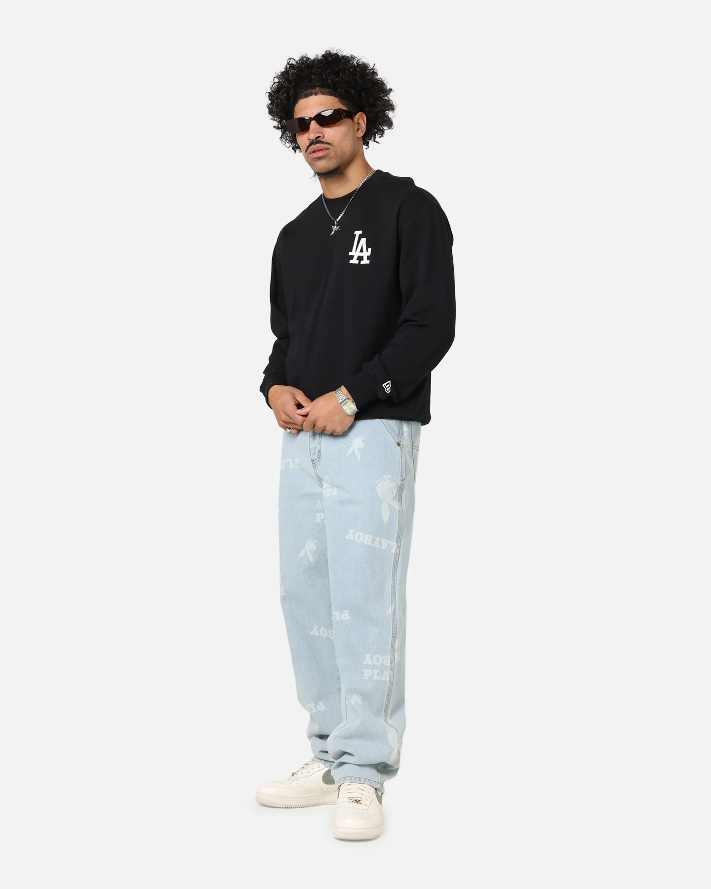 New Era Los Angeles Dodgers MLB Team Logo Crewneck Black - Image 2
