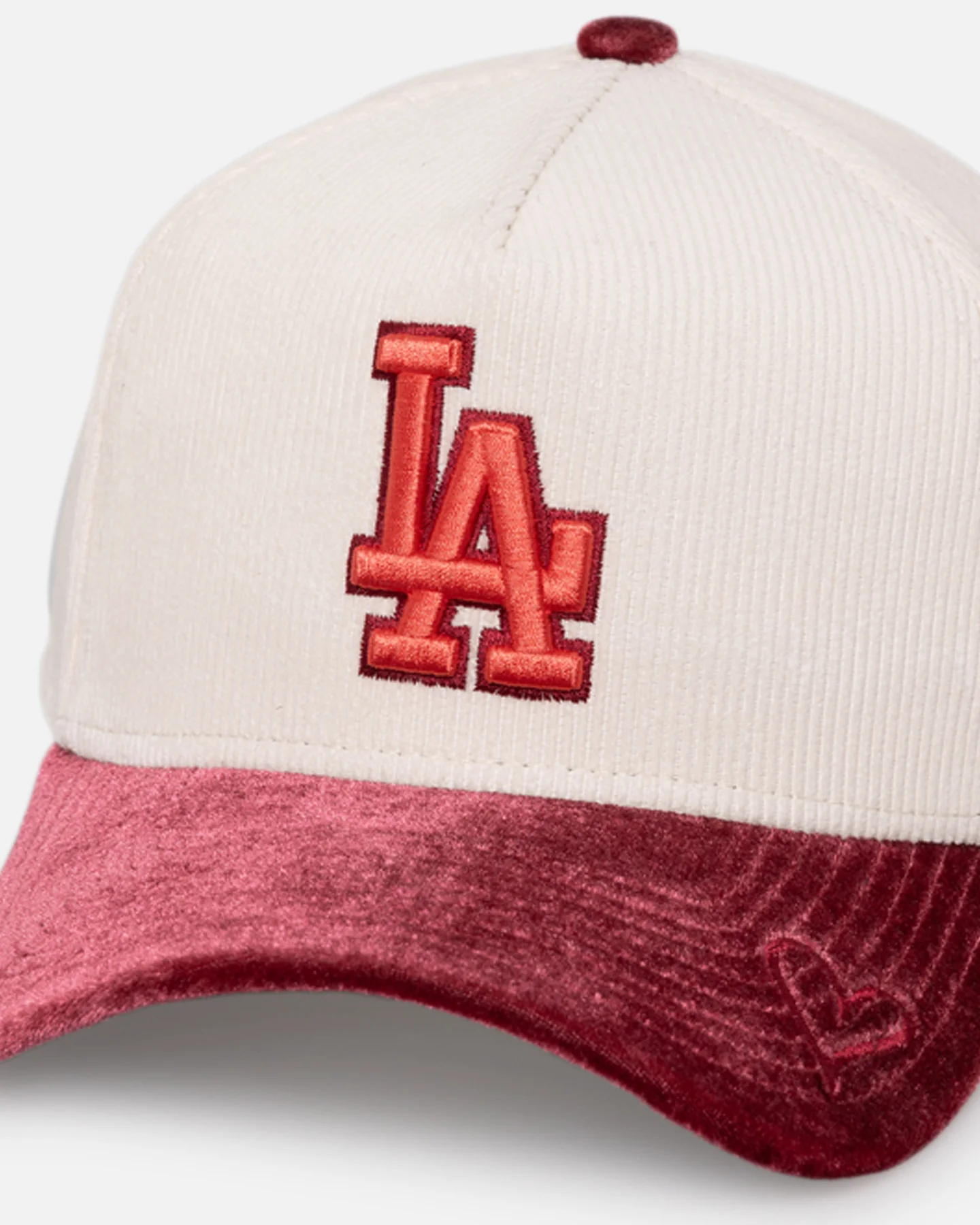 New Era Los Angeles Dodgers 'Premium Corduroy Velvet' 9FORTY A-Frame Snapback Chrome White/Cardinal - Image 2