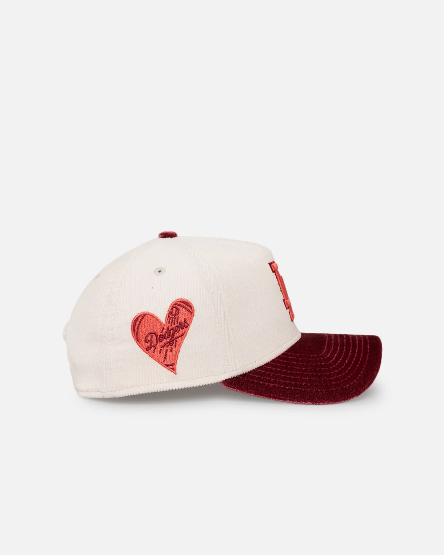 New Era Los Angeles Dodgers 'Premium Corduroy Velvet' 9FORTY A-Frame Snapback Chrome White/Cardinal - Image 4