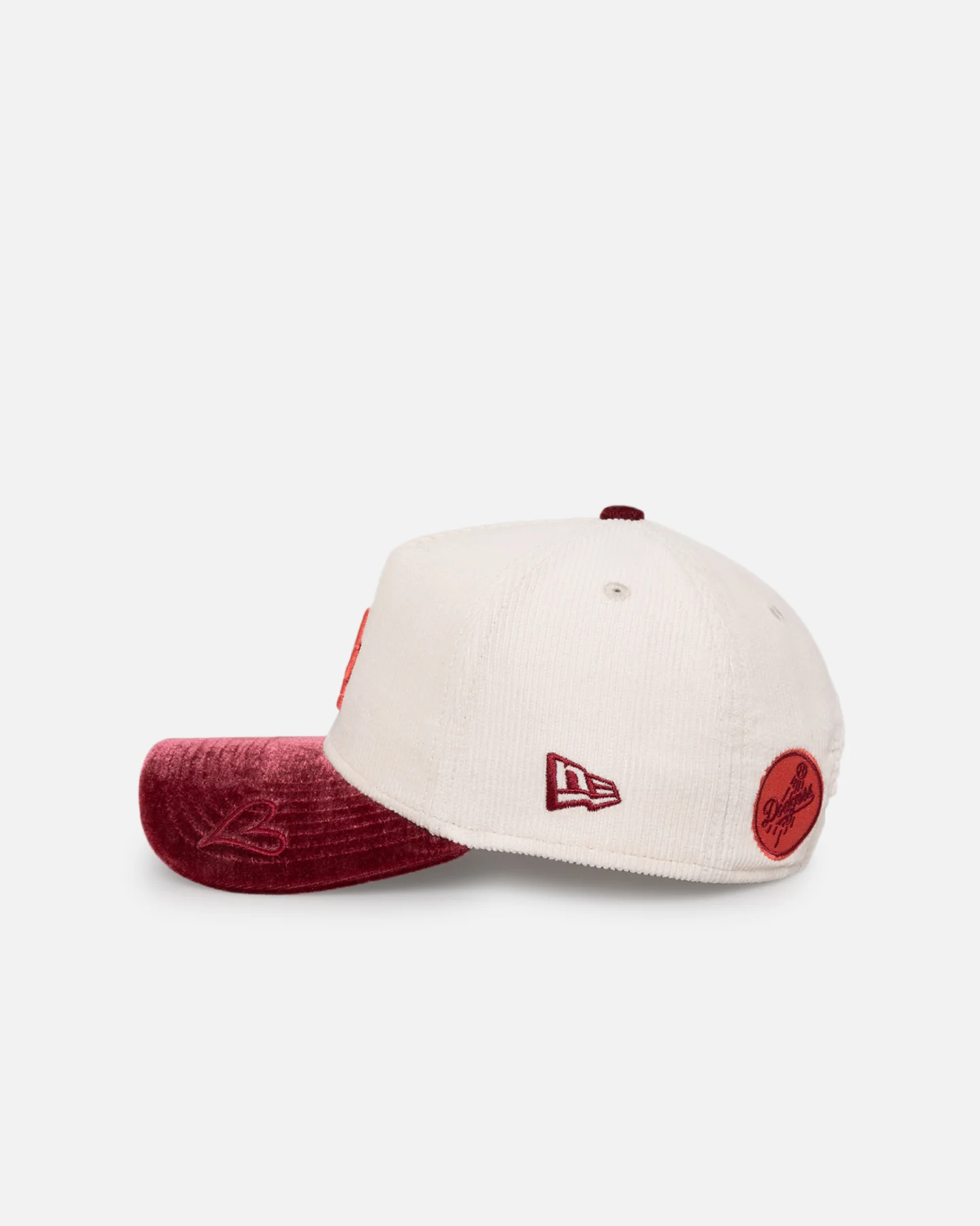 New Era Los Angeles Dodgers 'Premium Corduroy Velvet' 9FORTY A-Frame Snapback Chrome White/Cardinal - Image 5