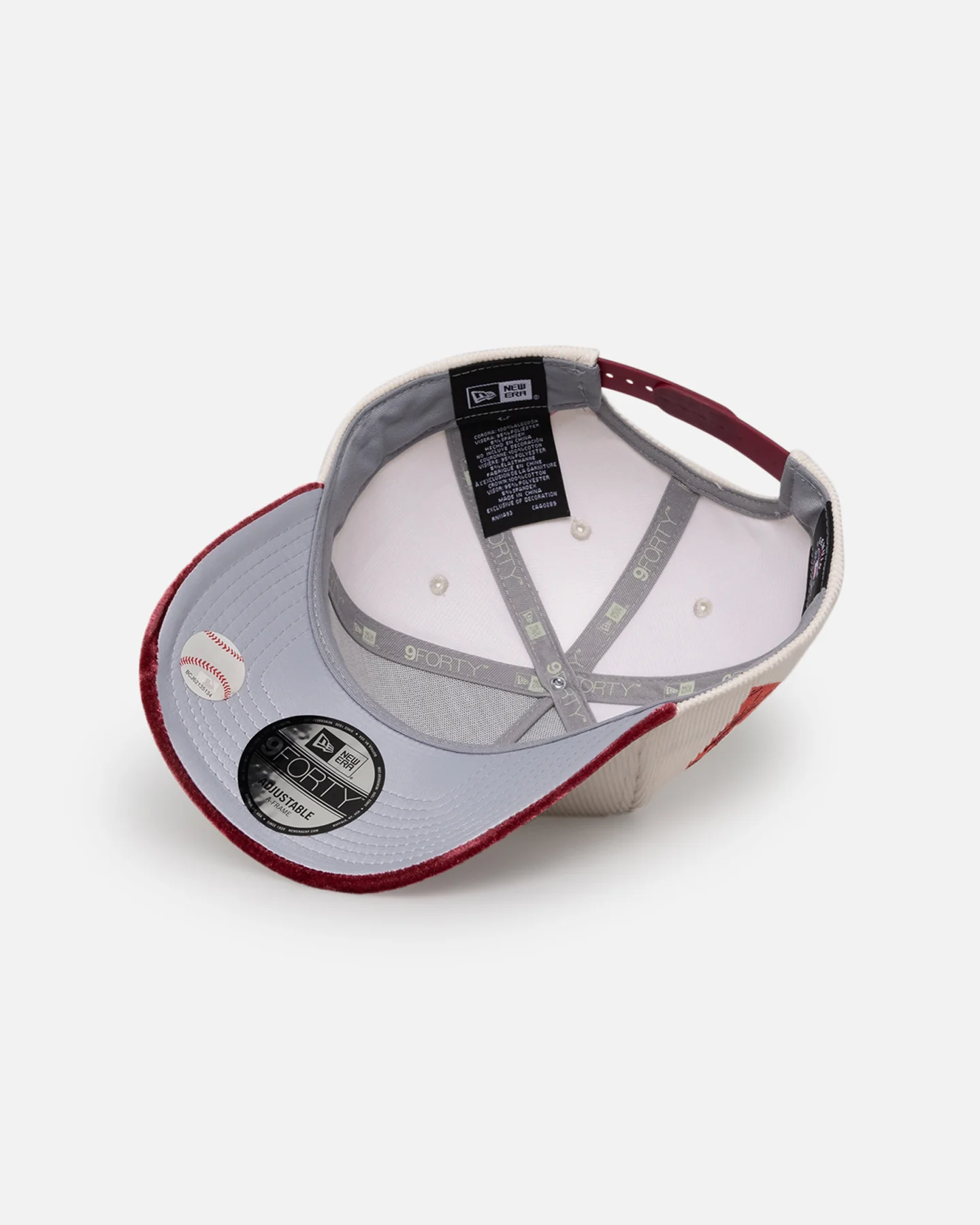 New Era Los Angeles Dodgers 'Premium Corduroy Velvet' 9FORTY A-Frame Snapback Chrome White/Cardinal - Image 7