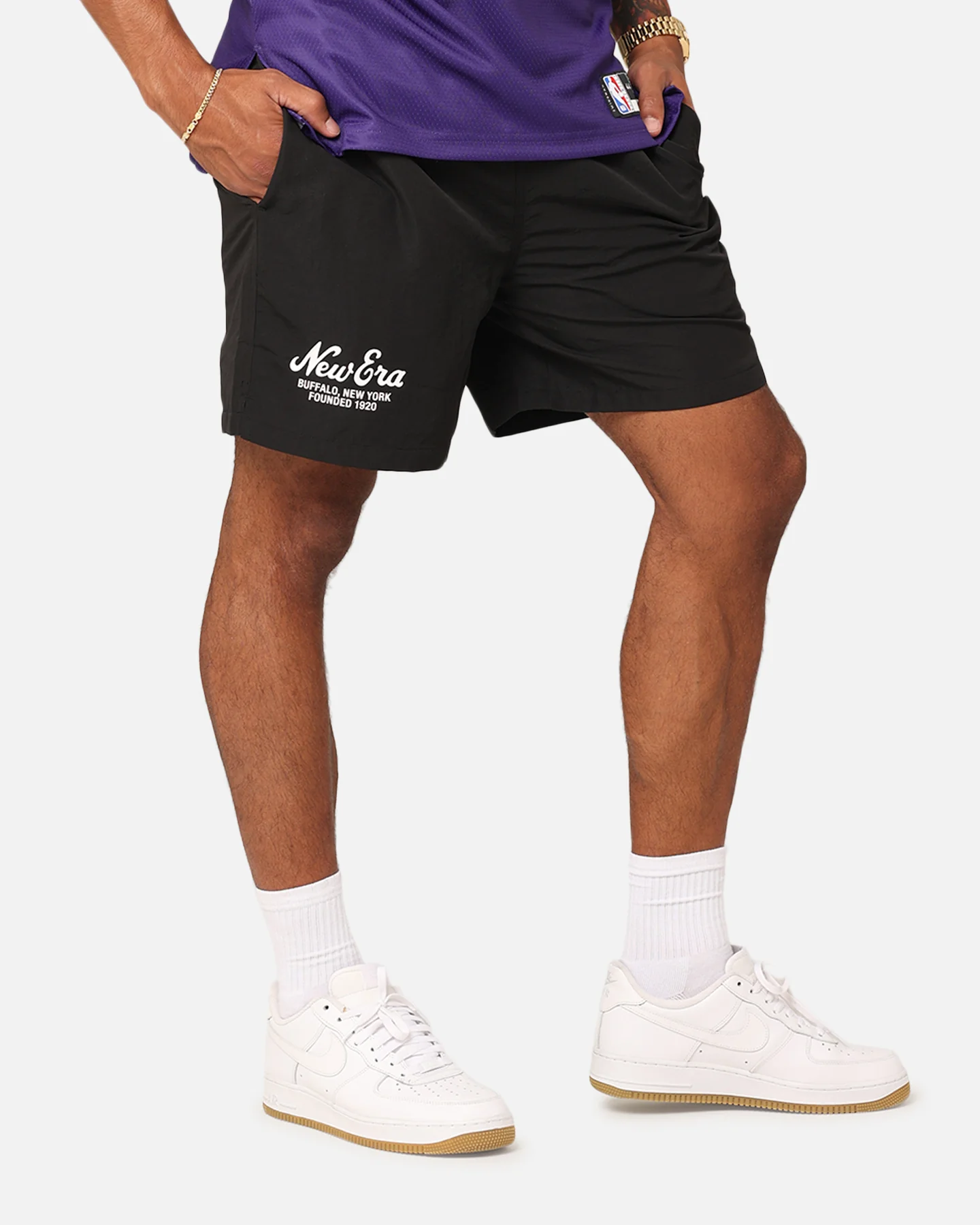 New Era Woven Shorts Black - Image 5