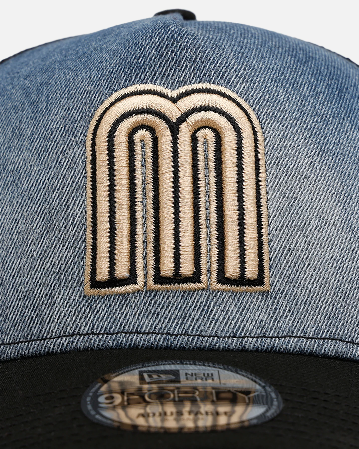 New Era Mexico National Baseball Team 'Bleach' 9FORTY A-Frame Trucker Snapback Denim - Image 5