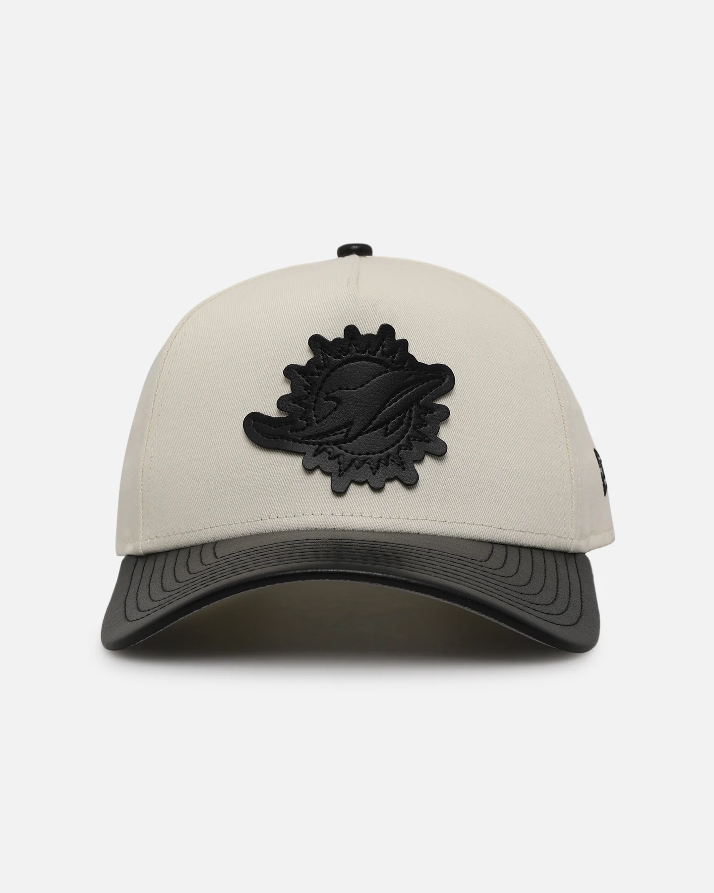 New Era Miami Dolphins 'Leather Visor' 9FORTY A-Frame Snapback Chrome White/Black