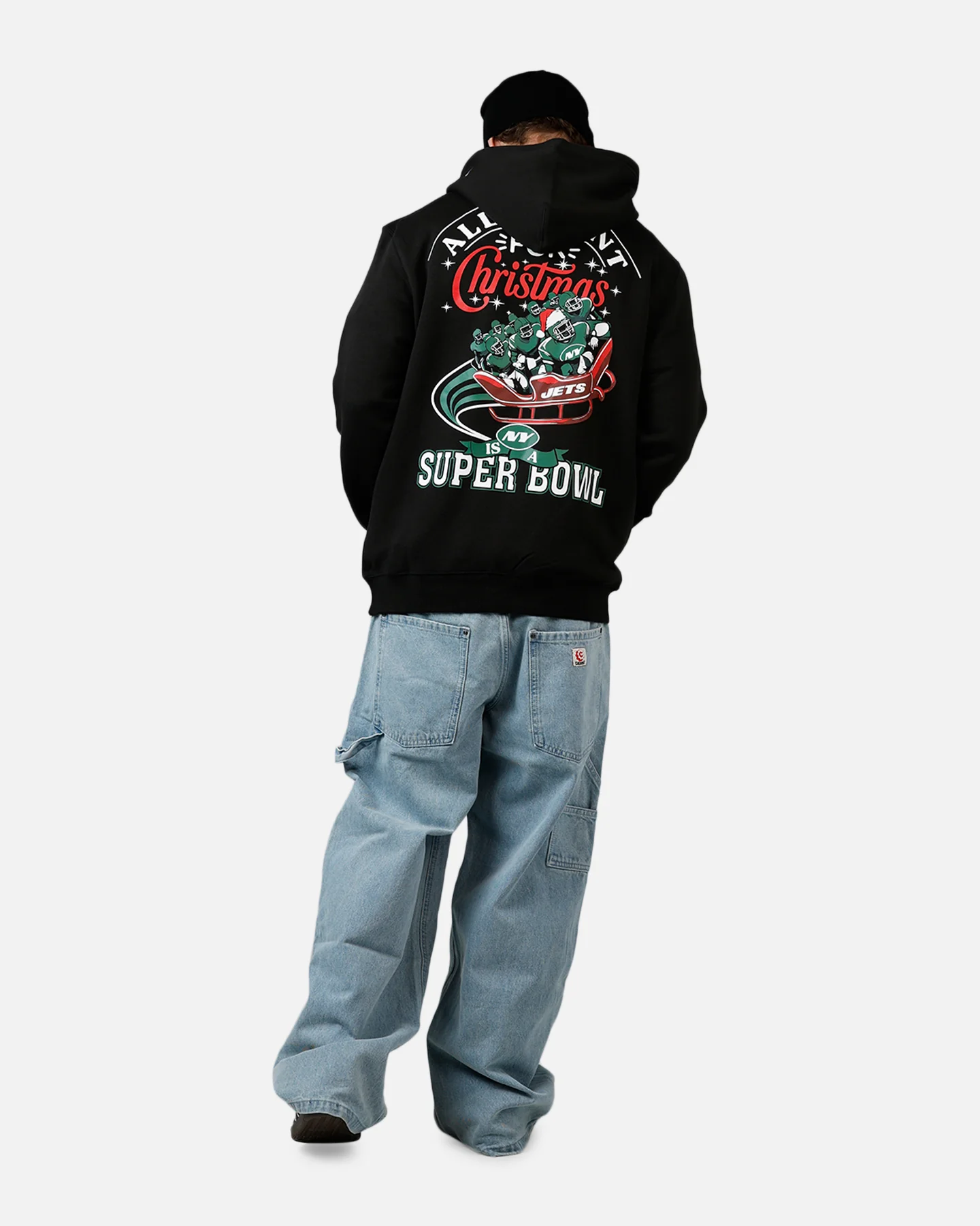 New Era New York Jets All I Want For Christmas Hoodie Black - Image 6