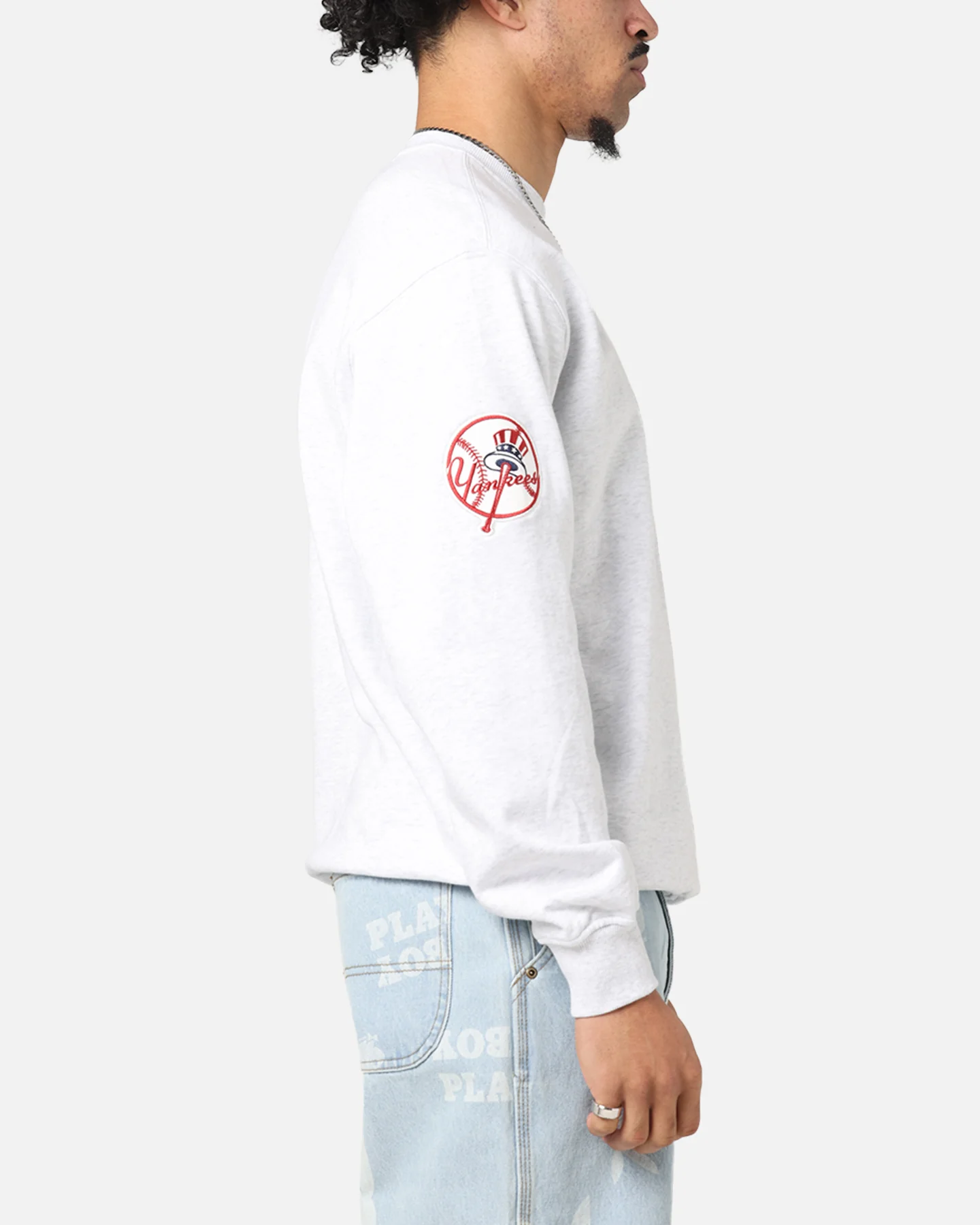 New Era New York Yankees MLB Team Logo Crewneck Grey - Image 4