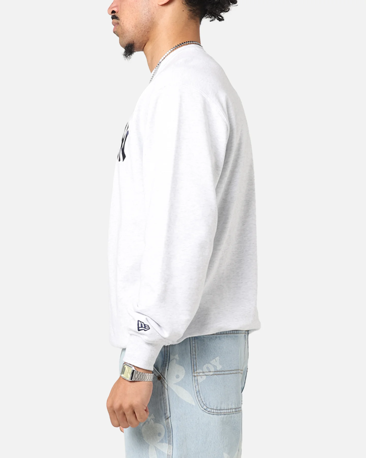 New Era New York Yankees MLB Team Logo Crewneck Grey - Image 5