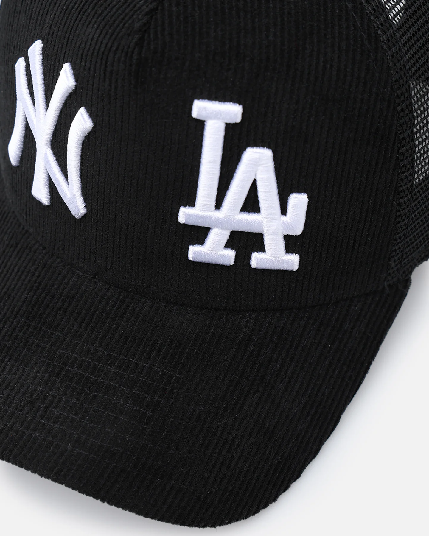 New Era New York Yankees X Los Angeles Dodgers 'Dual Logo' 9FORTY A-Frame Trucker Snapback Black - Image 2