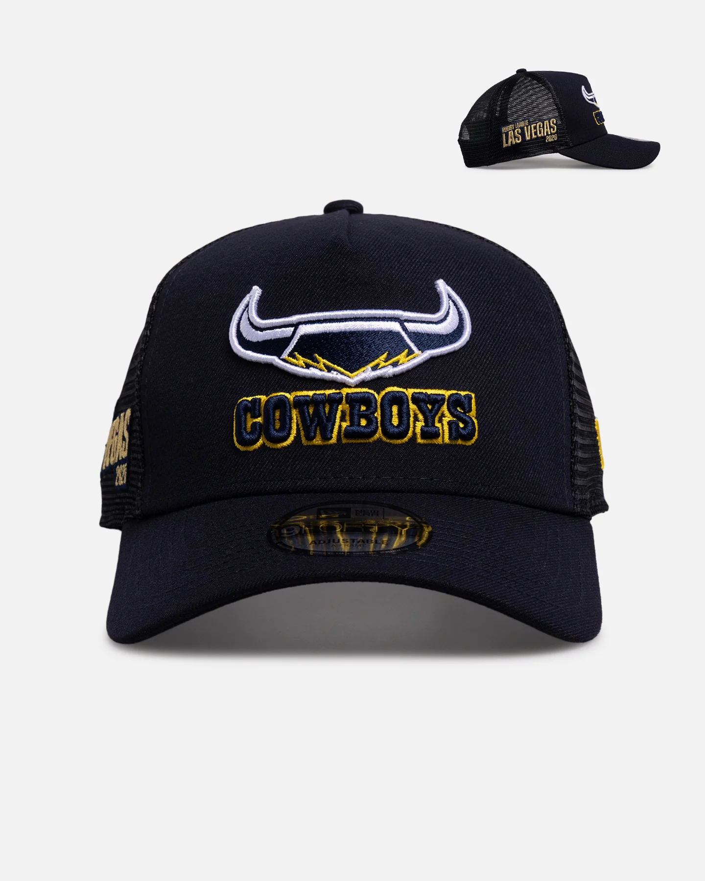 New Era North Queensland Cowboys 'NRL Vegas Round 2026' 9FORTY A-Frame Trucker Snapback Official Team Colour