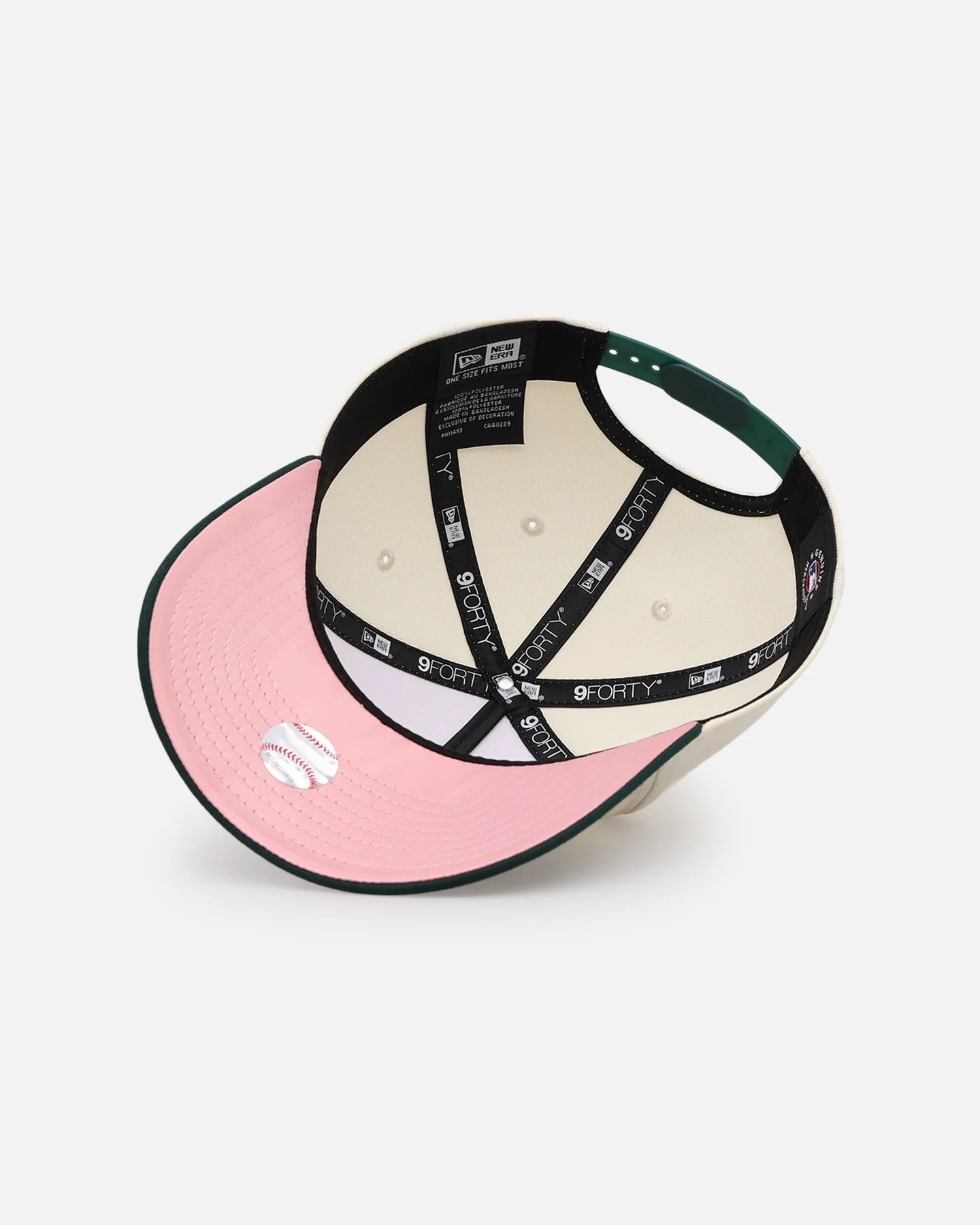New Era Oakland Athletics 'Pink Satin Hearts Green' 9FORTY A-Frame Snapback Chrome/Dark Green - Image 6