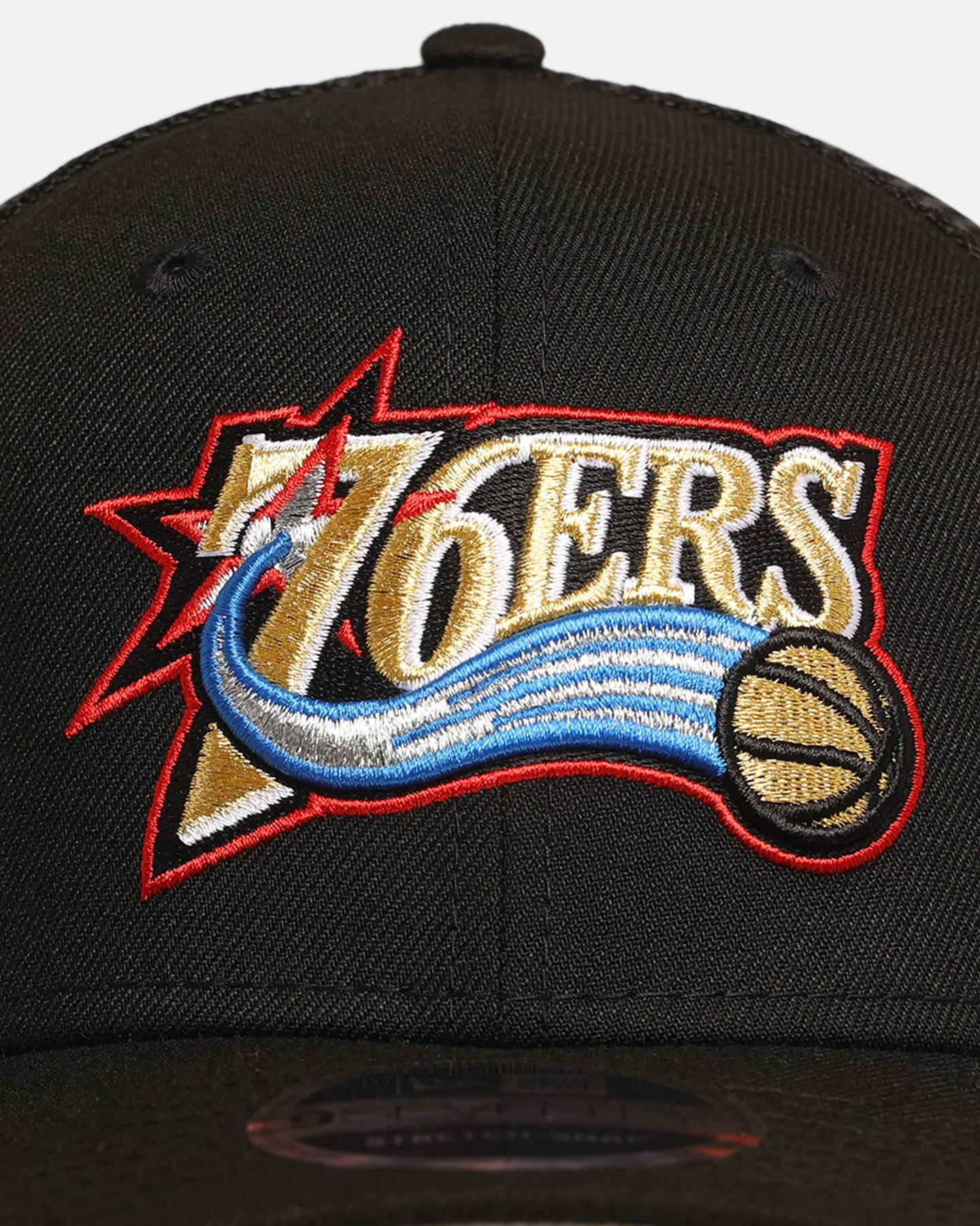 New Era Philadelphia 76ers 'HWC' 9SEVENTY Trucker Stretch Snapback Black - Image 5