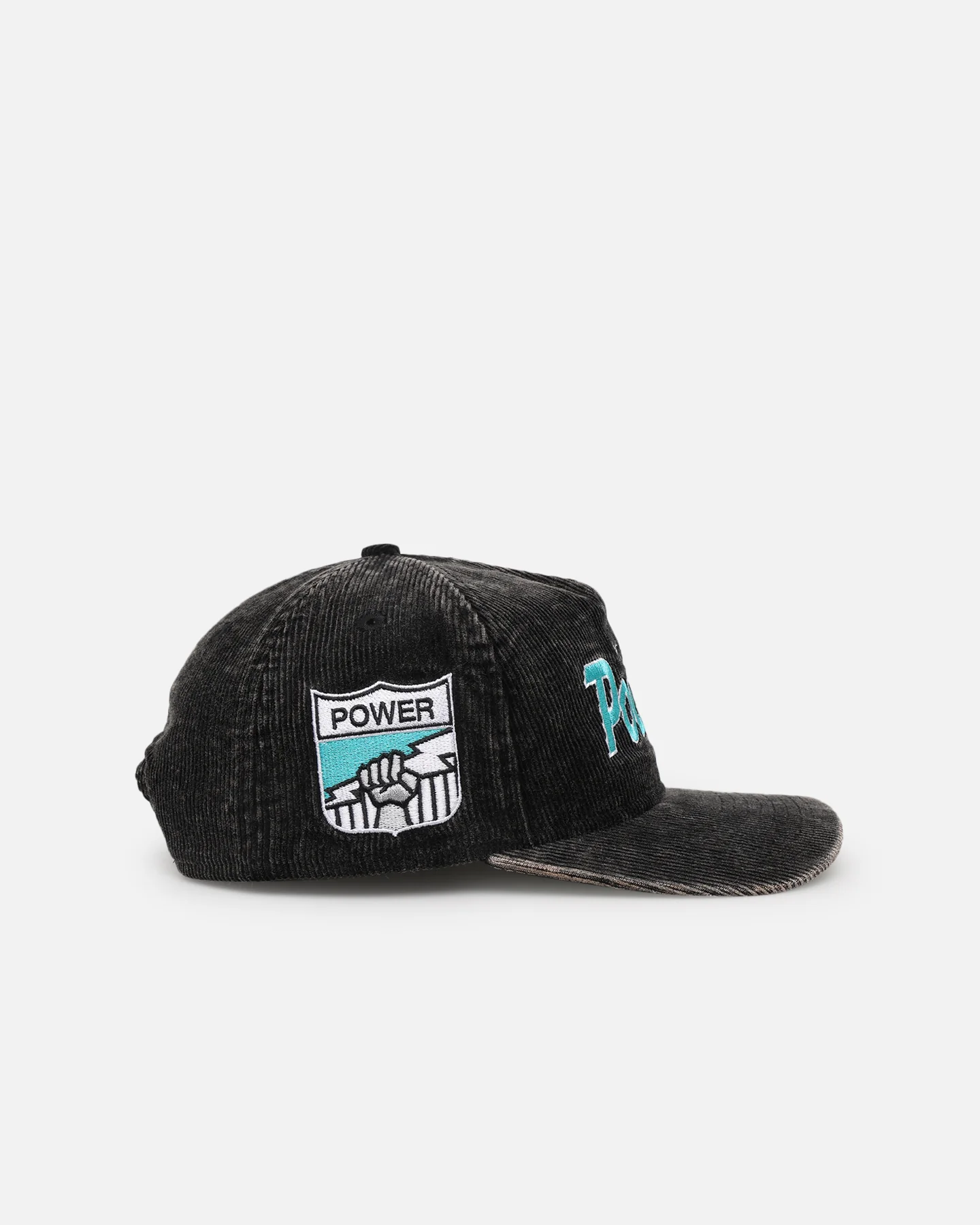 New Era Port Adelaide Power 'Washed Corduroy' Pre-Curved Golfer Snapback Black/Kelly Green - Image 3