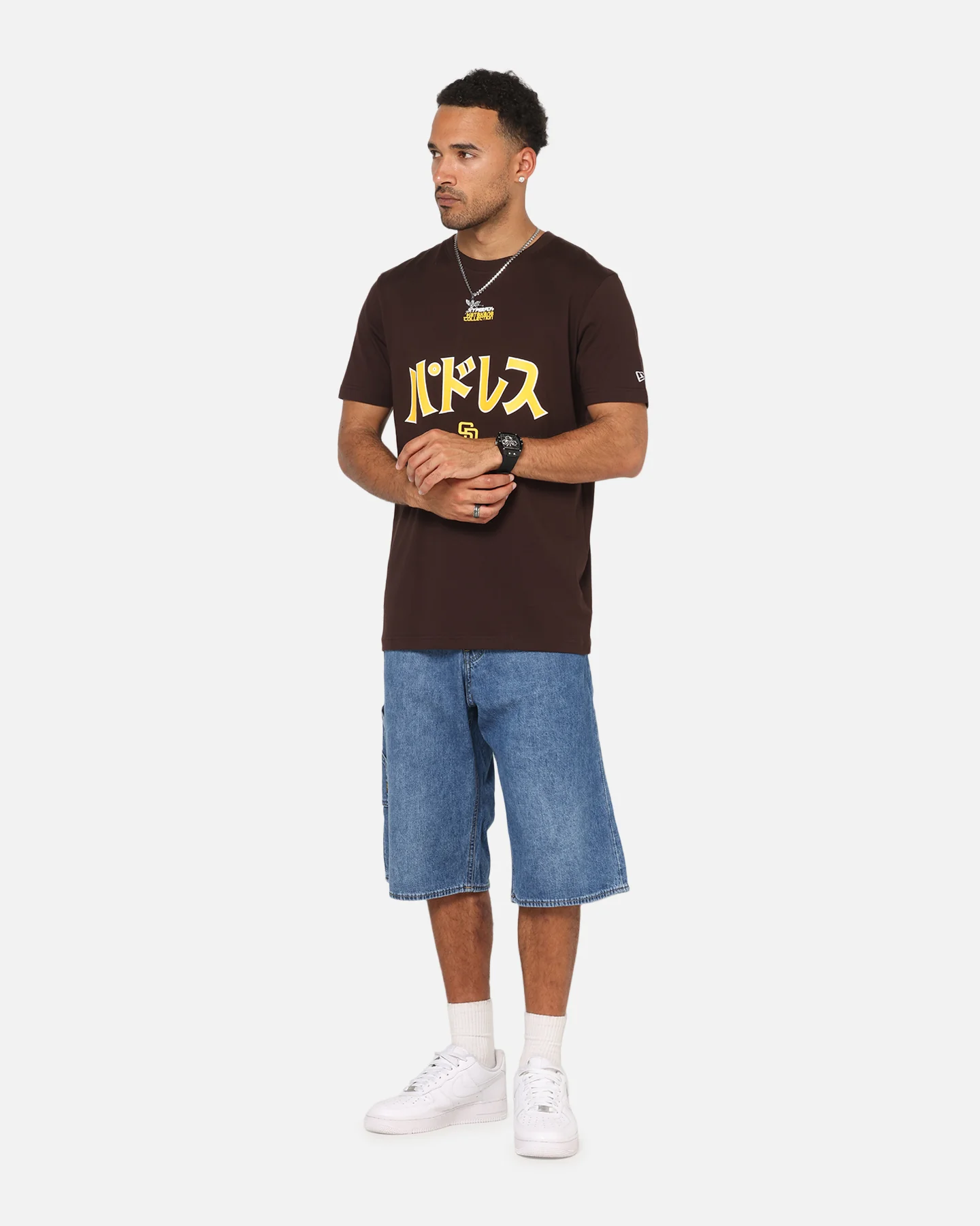New Era San Diego Padres 'Hyperfly Katakana x MLB' T-Shirt Dark Brown - Image 2