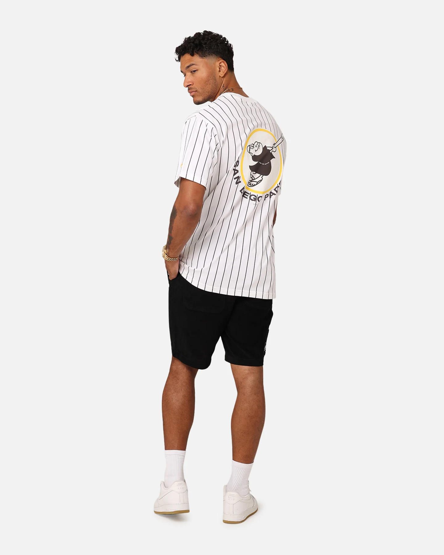 New Era San Diego Padres Oversized T-Shirt White Pinstripe - Image 3