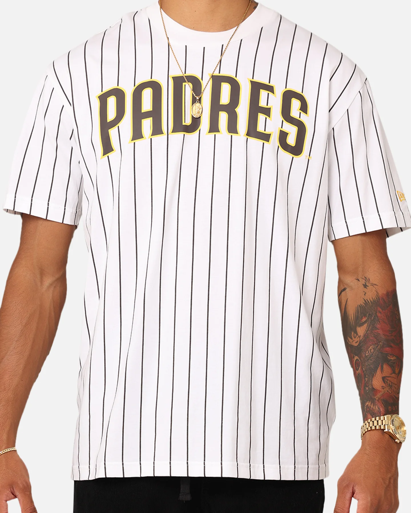 New Era San Diego Padres Oversized T-Shirt White Pinstripe - Image 4