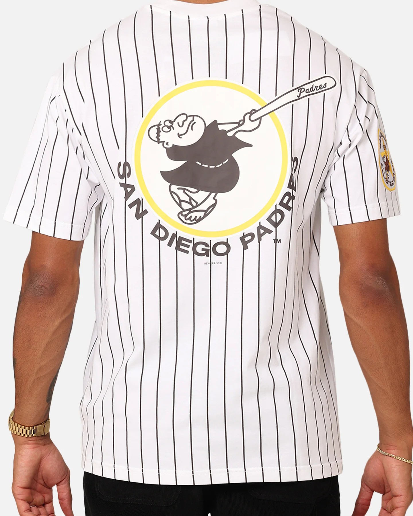 New Era San Diego Padres Oversized T-Shirt White Pinstripe - Image 5