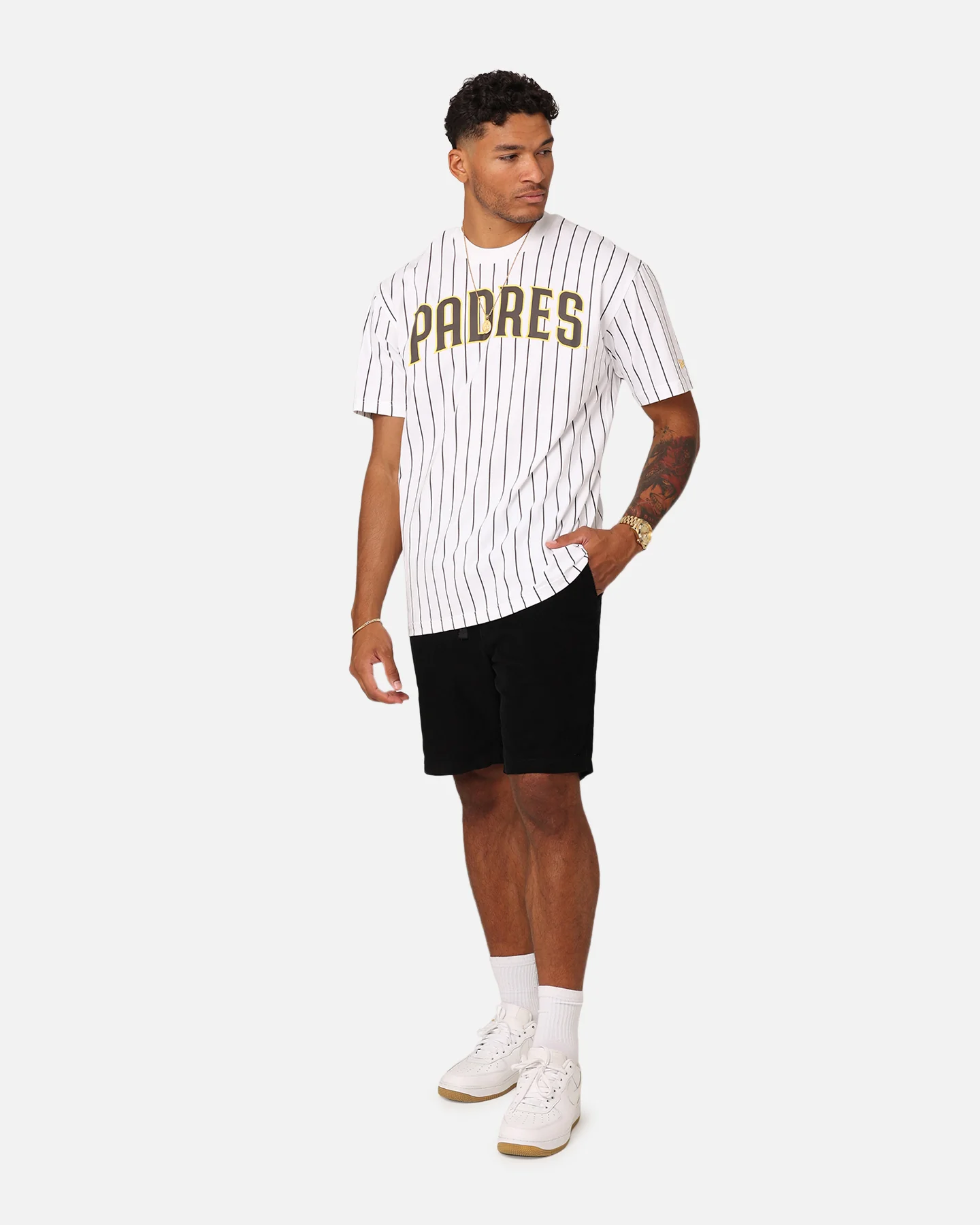 New Era San Diego Padres Oversized T-Shirt White Pinstripe - Image 8