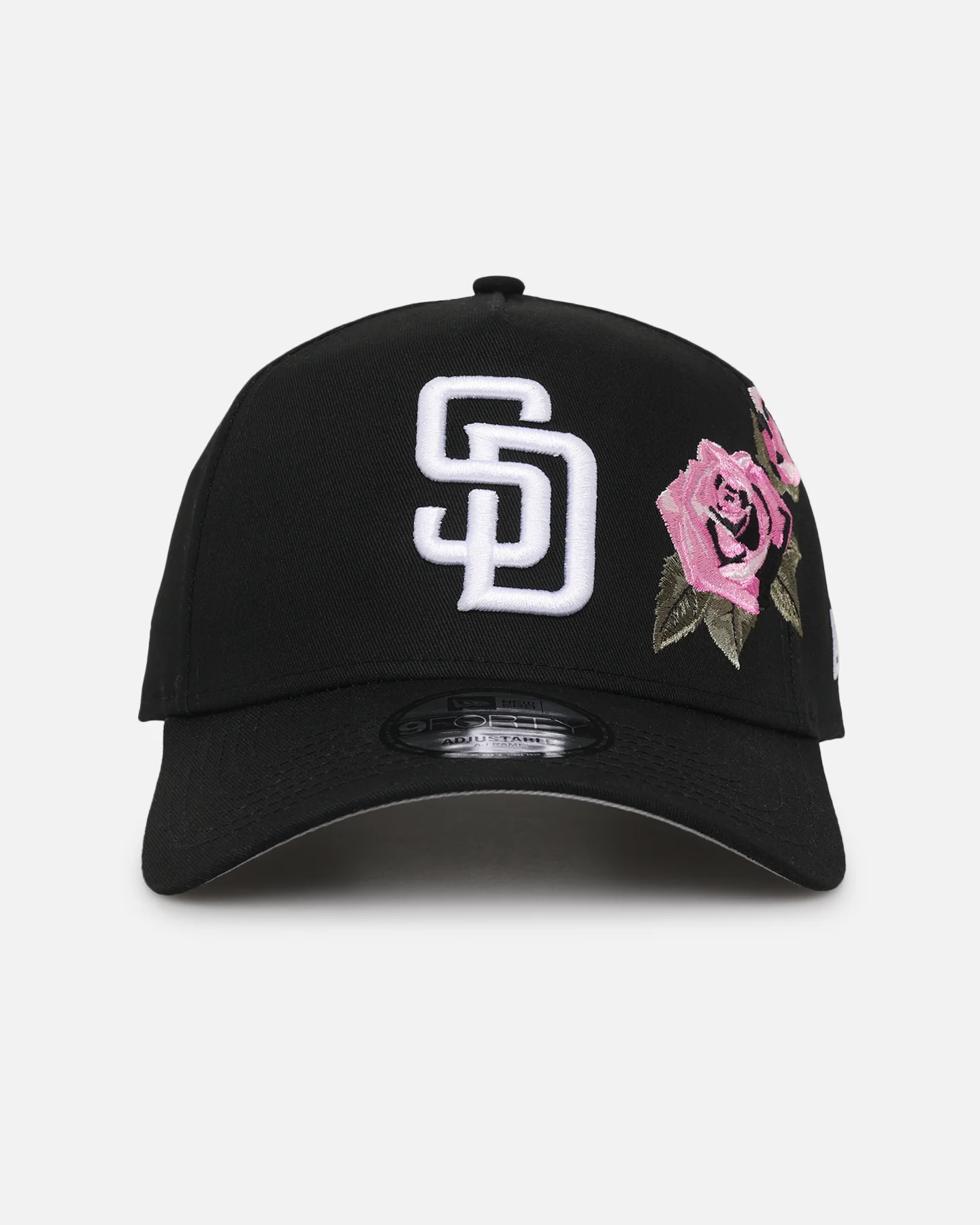 New Era San Diego Padres 'Pink Rose Embroidery' 9FORTY A-Frame Snapback Black/Pink