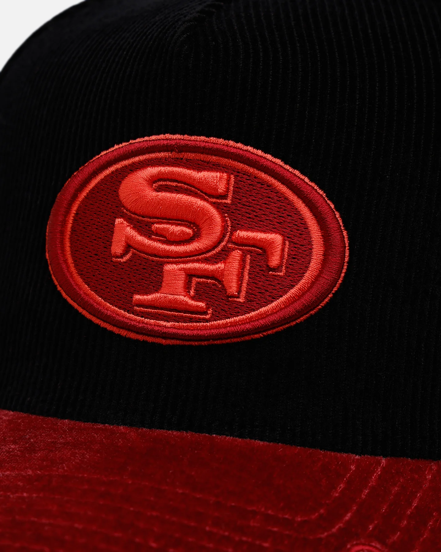 New Era San Francisco 49ers 'Velvet Cord Certified Lover' 9FORTY A-Frame Premium Corduroy Snapback Black - Image 2