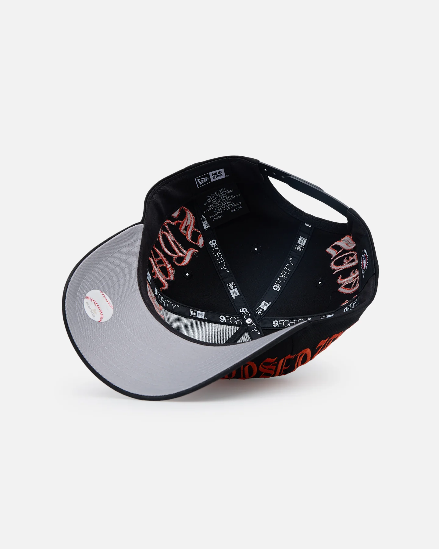 New Era San Francisco Giants 'Goth Script' 9FORTY A-Frame Snapback Orange/Black - Image 6