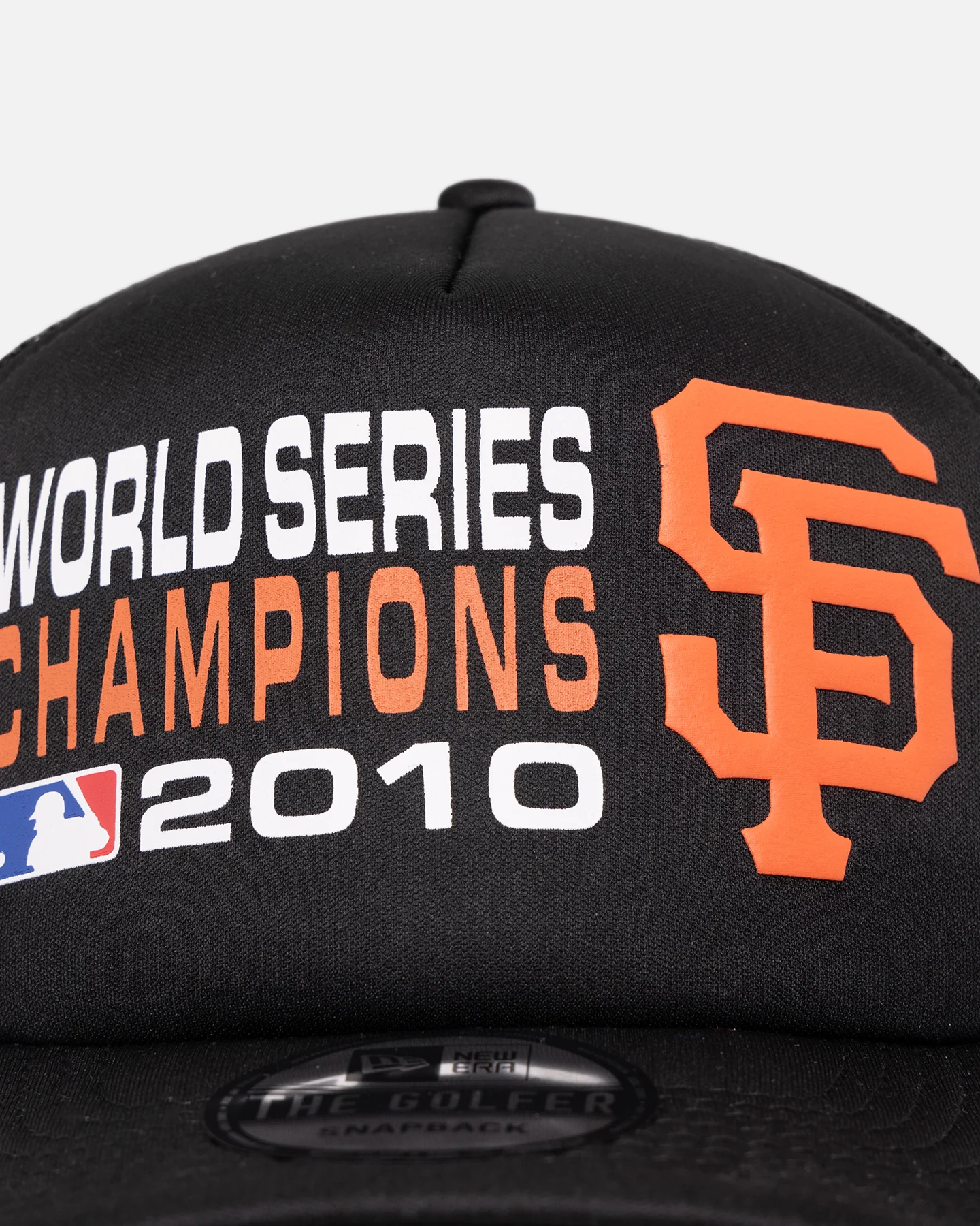 New Era San Francisco Giants 'Puff Print' Pre-Curved Golfer Trucker Snapback Black - Image 5