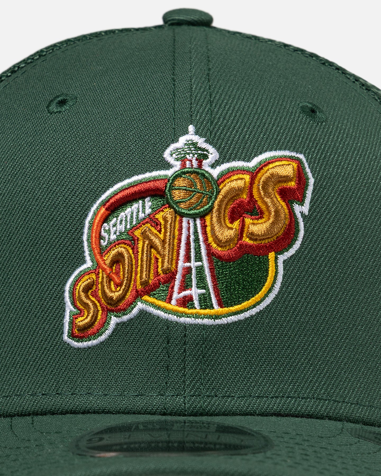 New Era Seattle SuperSonics 'HWC' 9SEVENTY Trucker Stretch Snapback Dark Green - Image 5