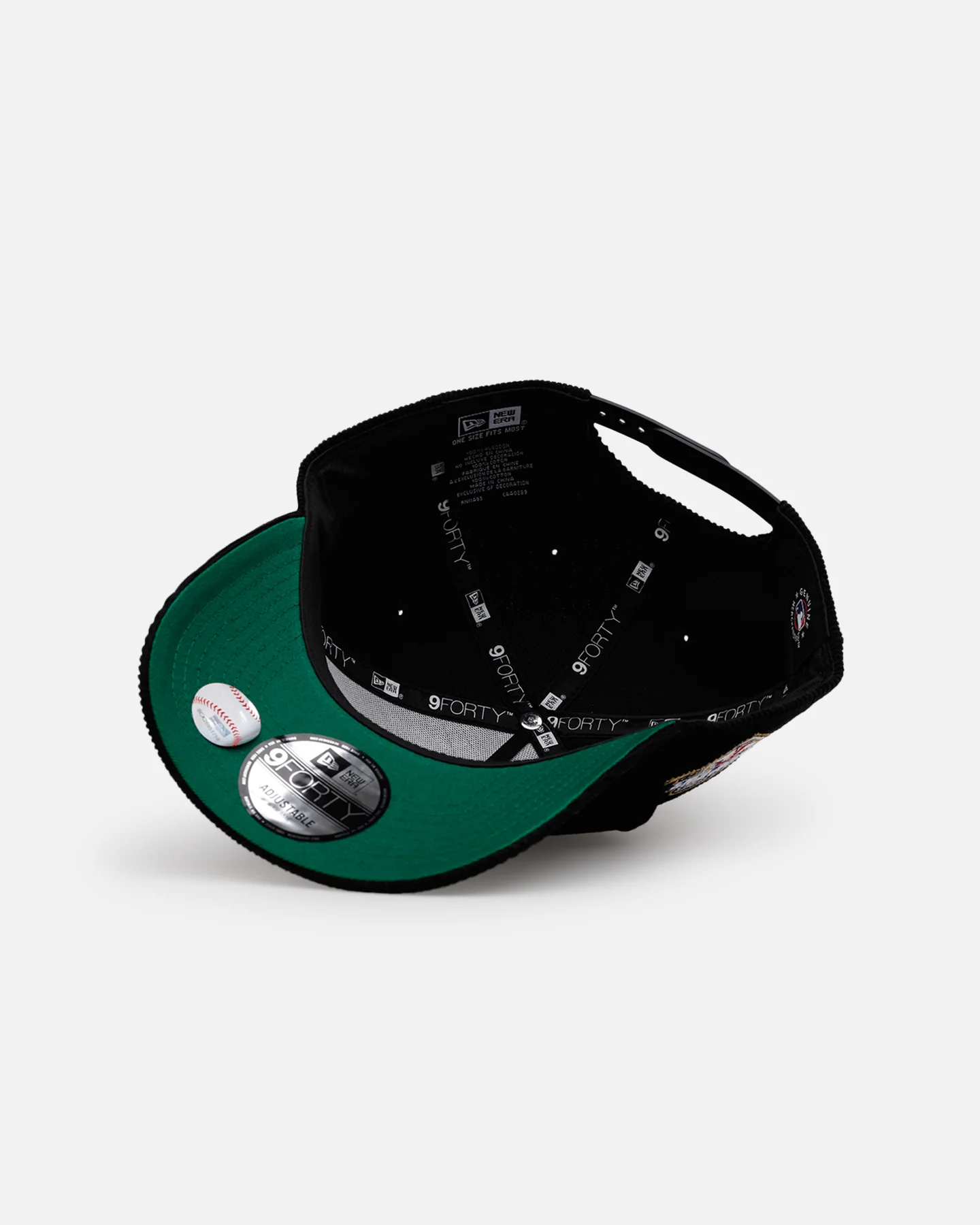 New Era Texas Rangers 'Black Cord' 9FORTY A-Frame Corduroy Snapback Black - Image 7