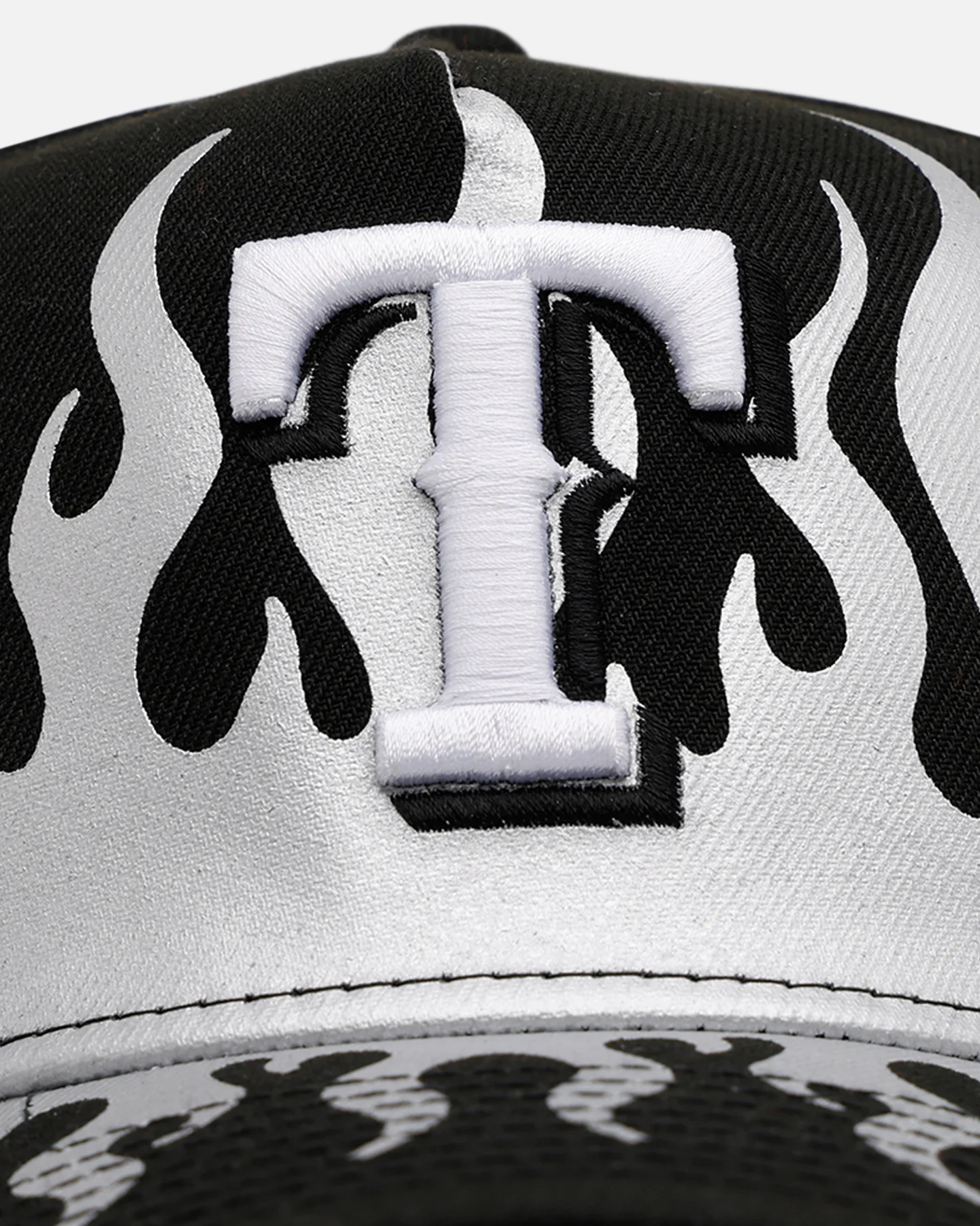 New Era Texas Rangers 'Metallic Flames' 9FORTY A-Frame Snapback Black/Silver - Image 5