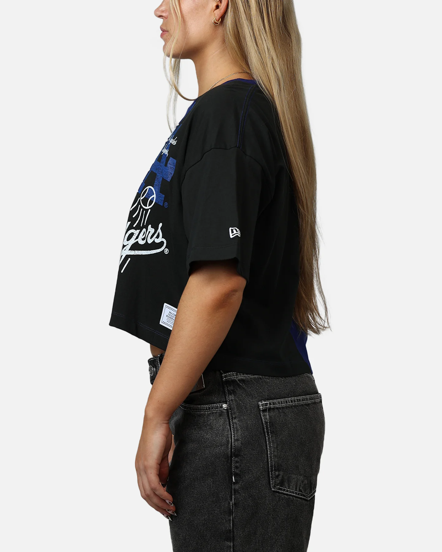 New Era Women's Los Angeles Dodgers Team Split T-Shirt Blue/Black - Image 5