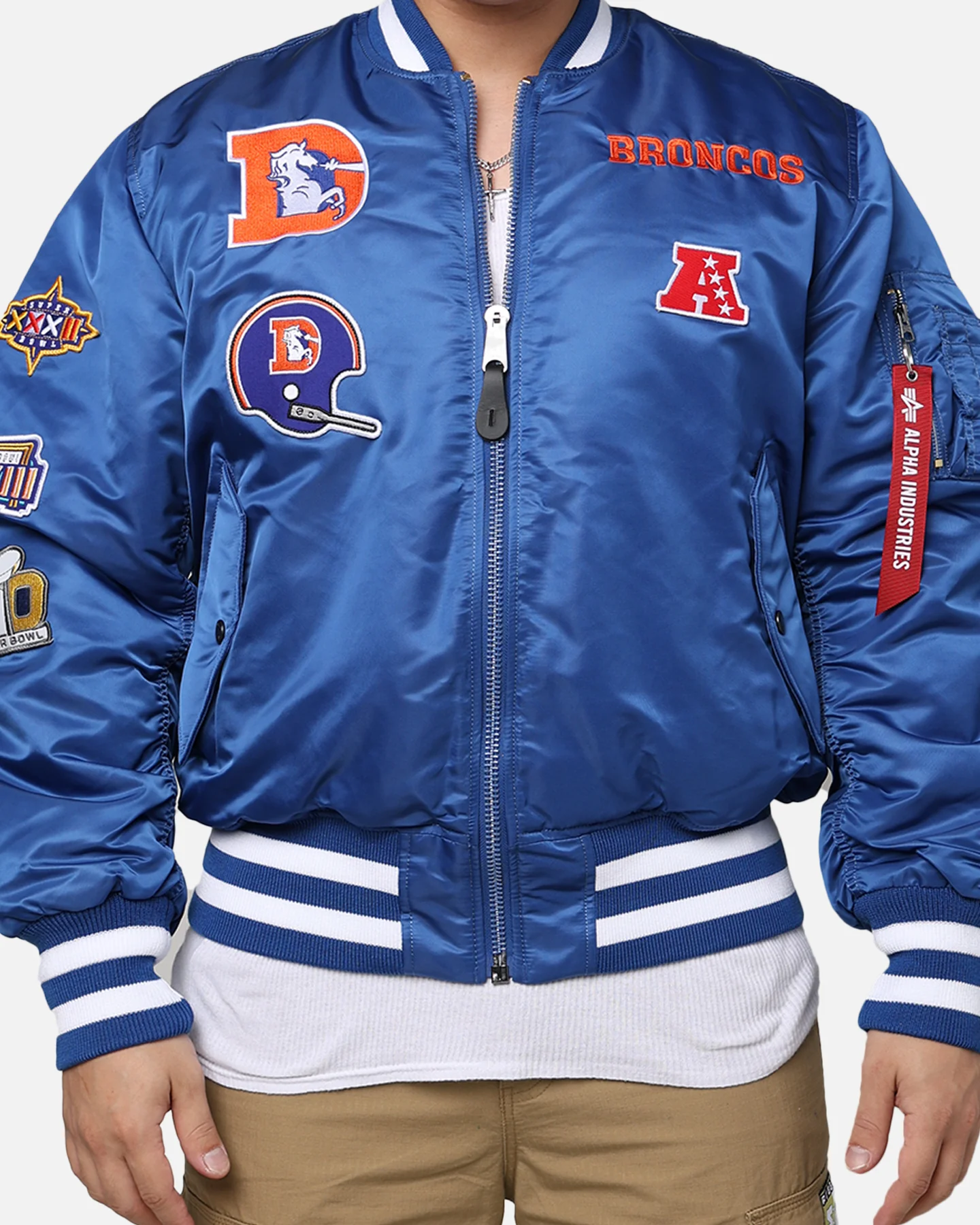 New Era X Alpha Series X NFL Denver Broncos MA-1 Bomber Jacket Royal - Image 4