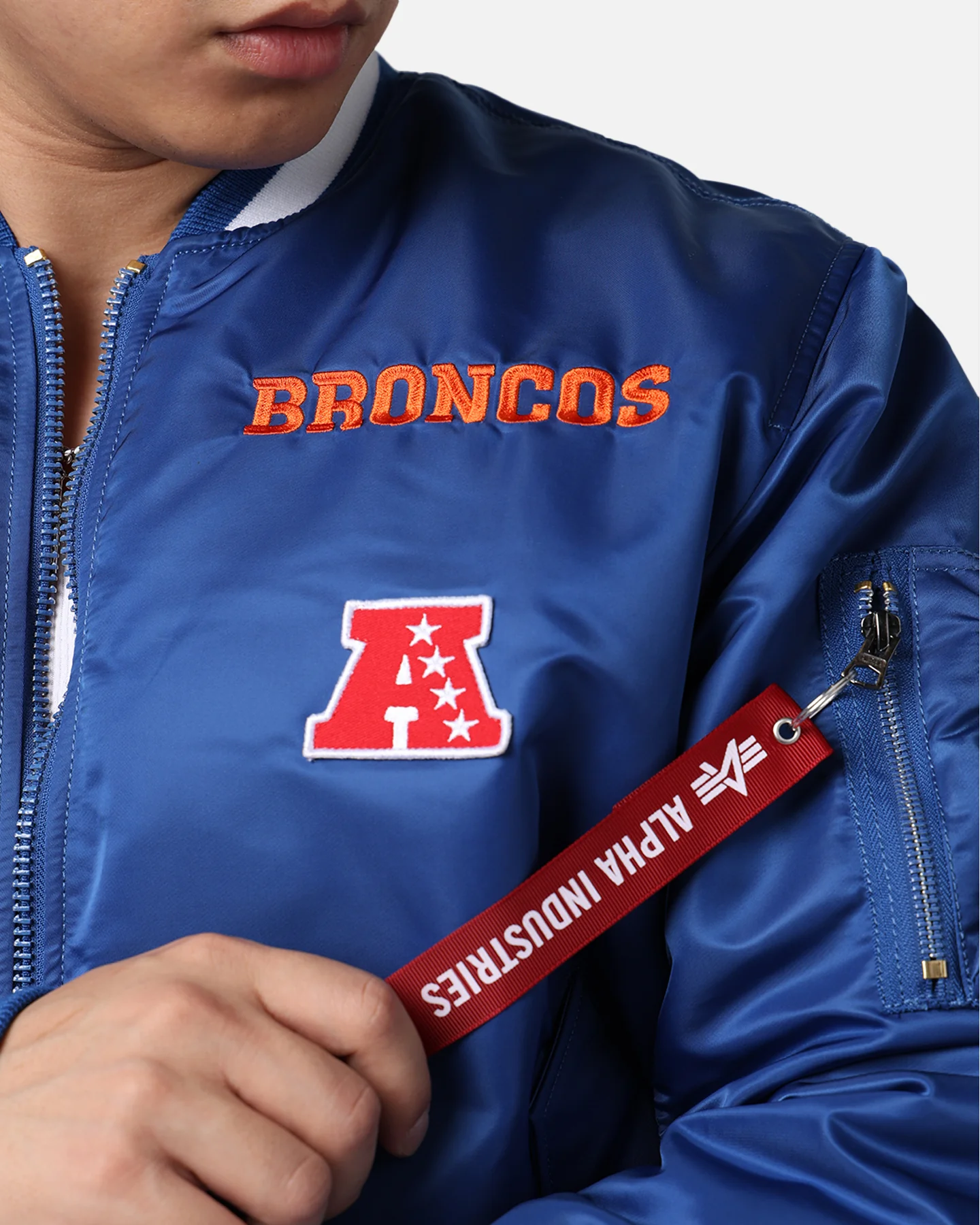 New Era X Alpha Series X NFL Denver Broncos MA-1 Bomber Jacket Royal - Image 9