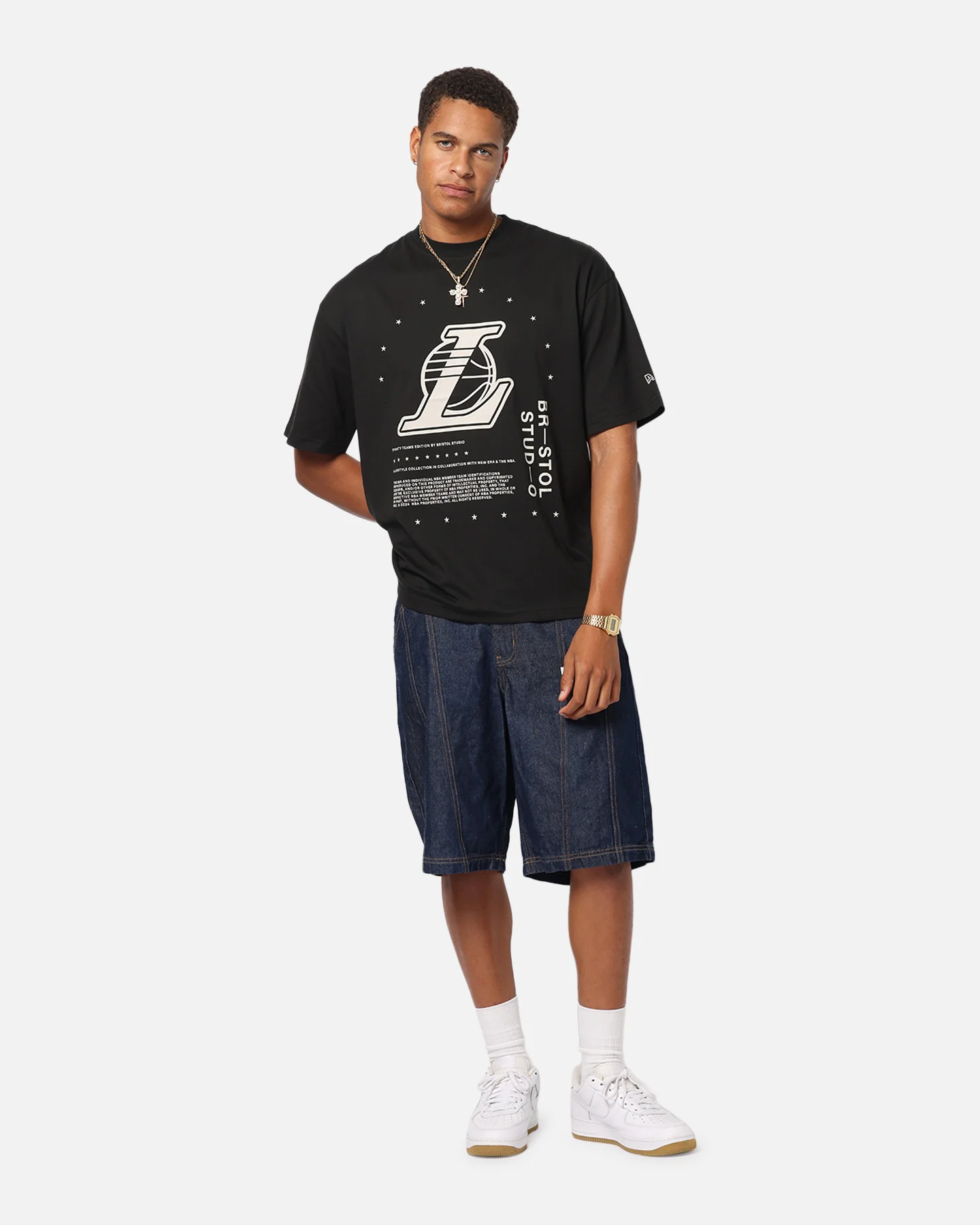 New Era X Bristol Studio Los Angeles Lakers 'Teams Edition' T-Shirt Black - Image 3