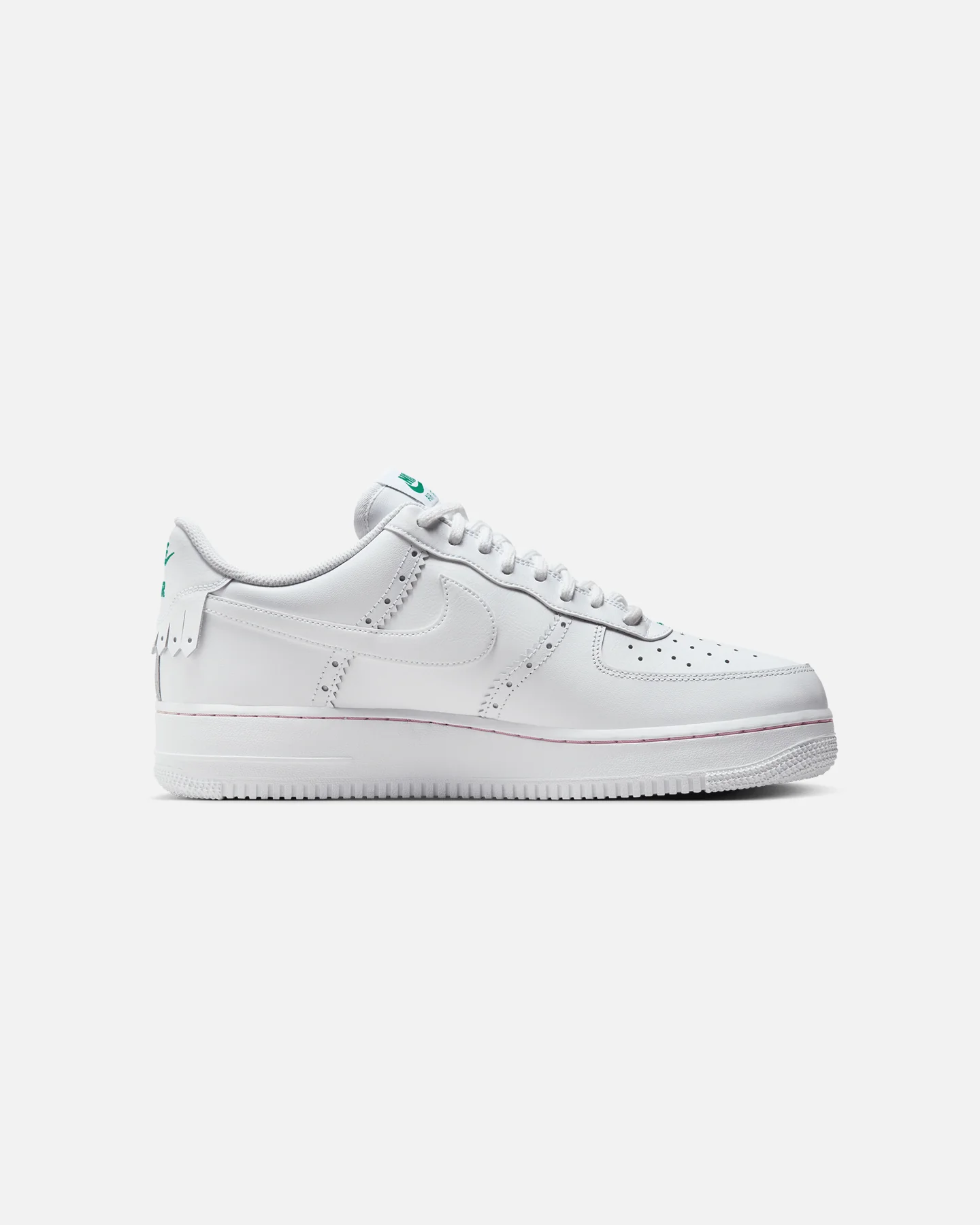 Nike Air Force 1 '07 LV8 "Brogue" White/White-Med Soft Pink - Image 4