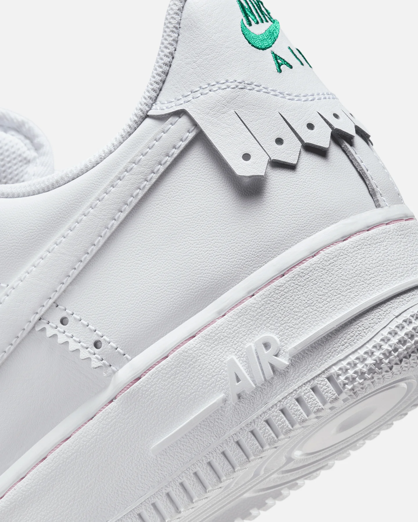 Nike Air Force 1 '07 LV8 "Brogue" White/White-Med Soft Pink - Image 8
