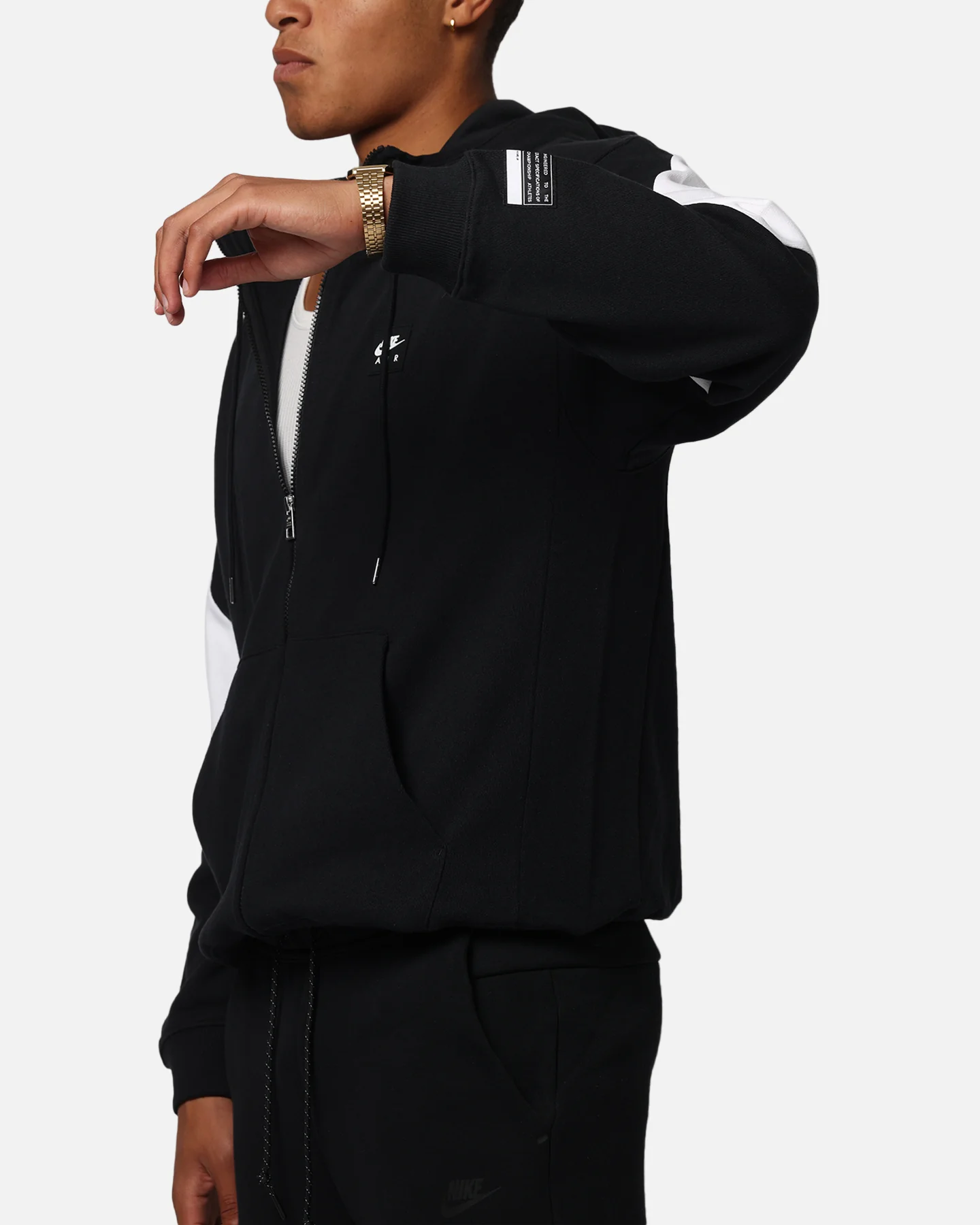 Nike Air Full-Zip Fleece Hoodie Black/White/White - Image 7