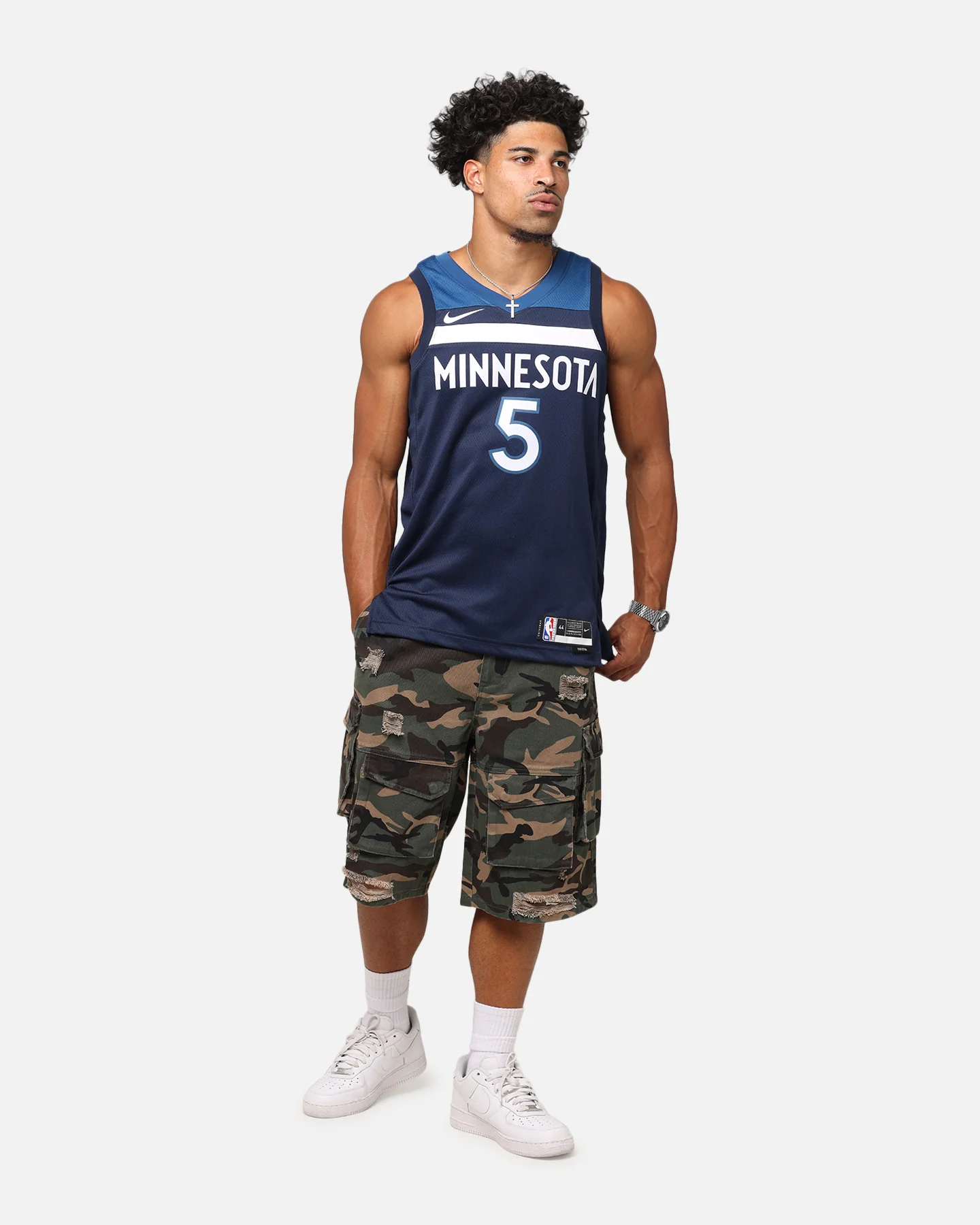 Nike Anthony Edwards Minnesota Timberwolves #5 Icon Edition 2022/23 Nike Dri-Fit NBA Swingman Jersey College Navy - Image 3