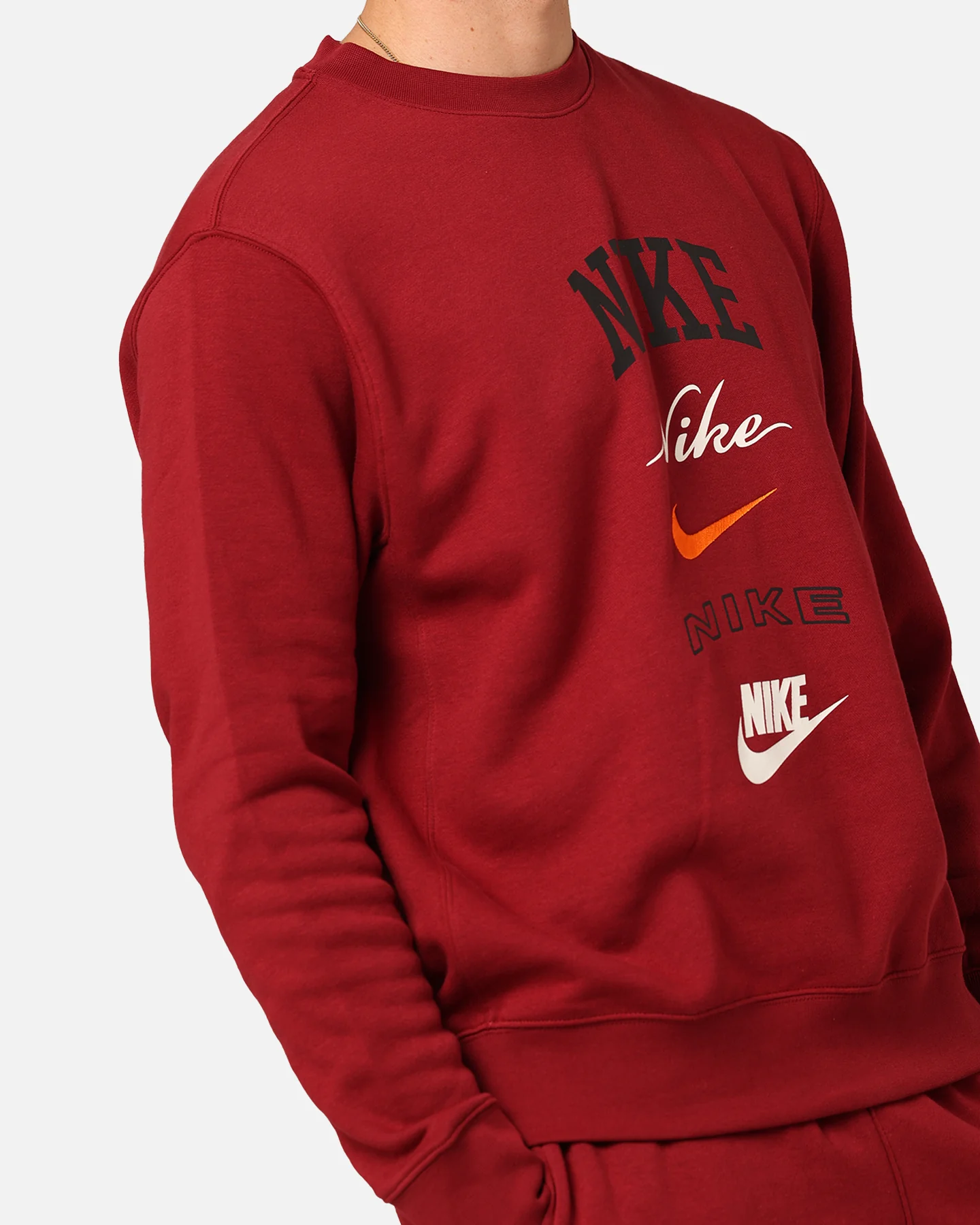 Nike Club Fleece Long-Sleeve Crewneck Team Red/Sail - Image 6