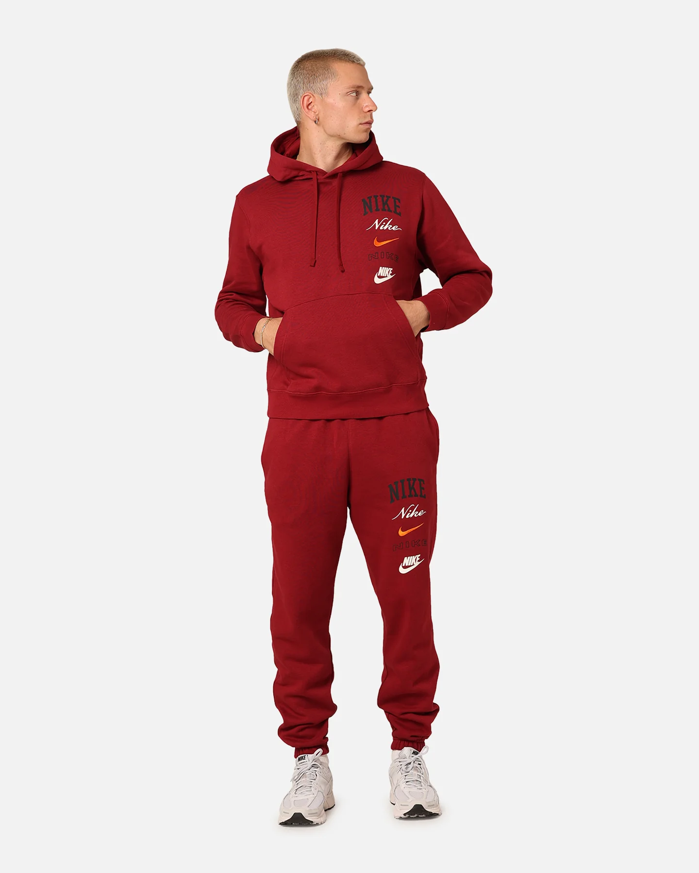 Nike Club Fleece Pullover Hoodie Team Red/Sail - Image 2