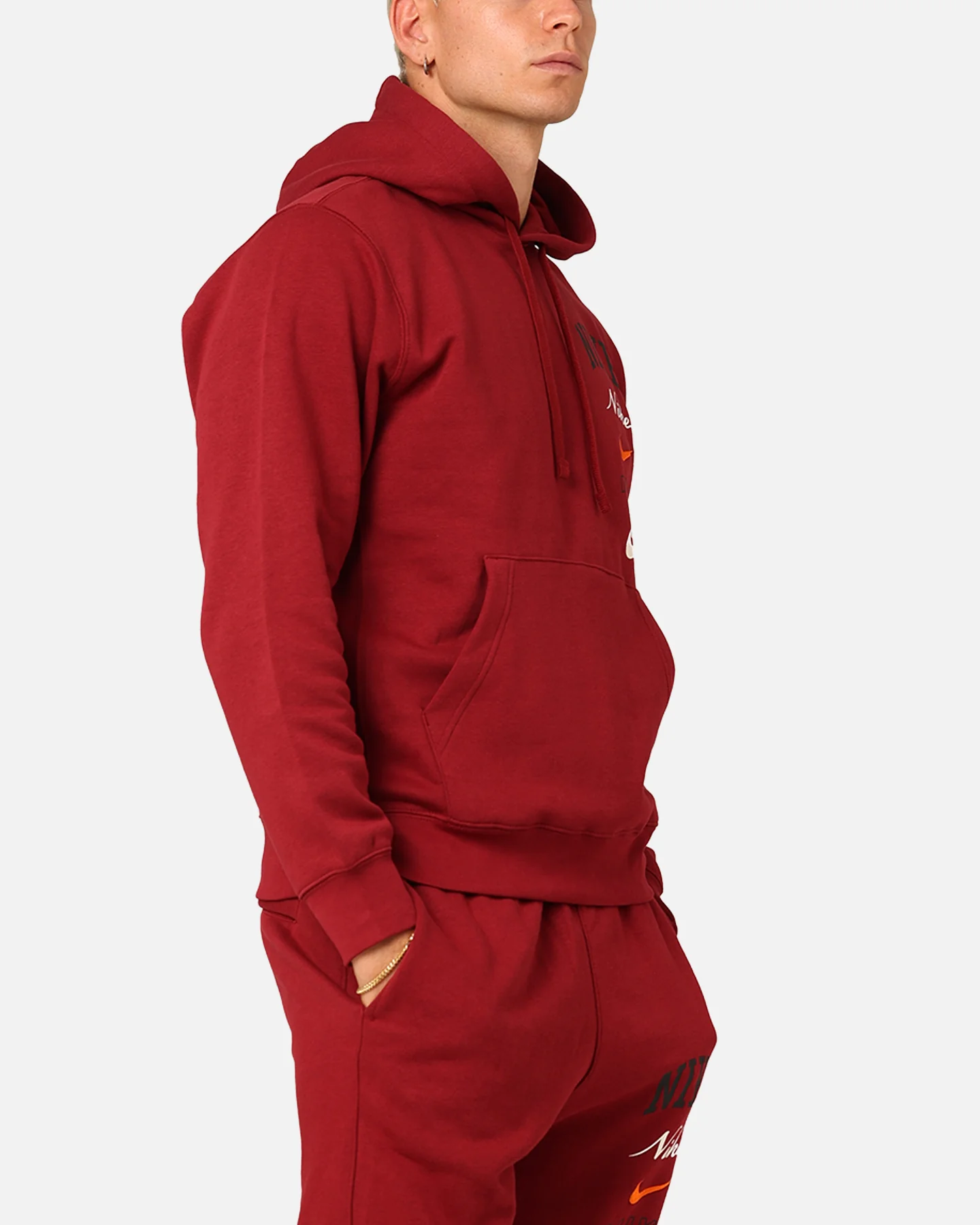 Nike Club Fleece Pullover Hoodie Team Red/Sail - Image 4