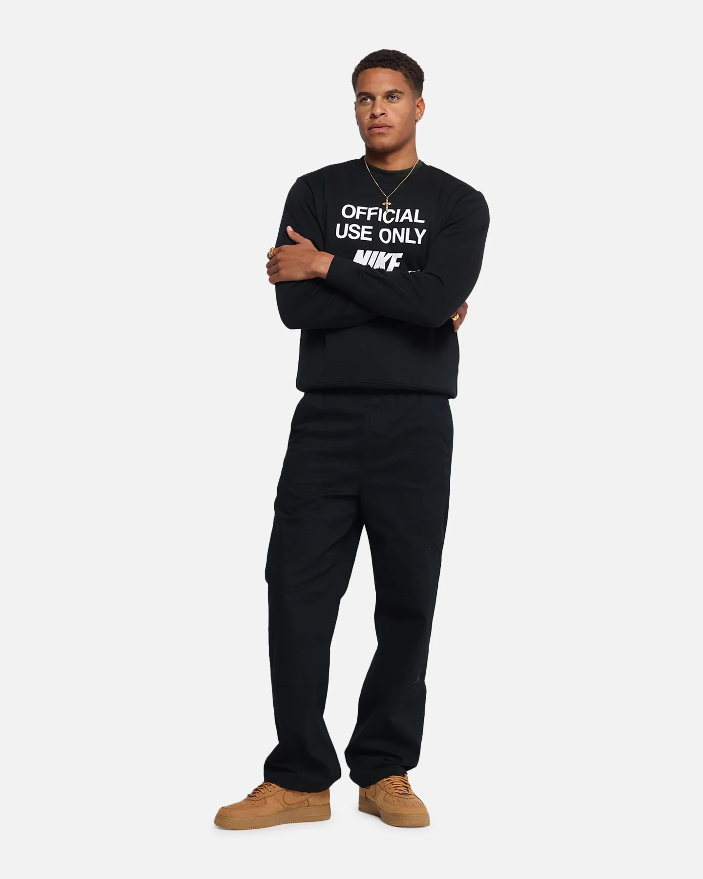 Nike Club French Terry Crewneck Black/White - Image 2
