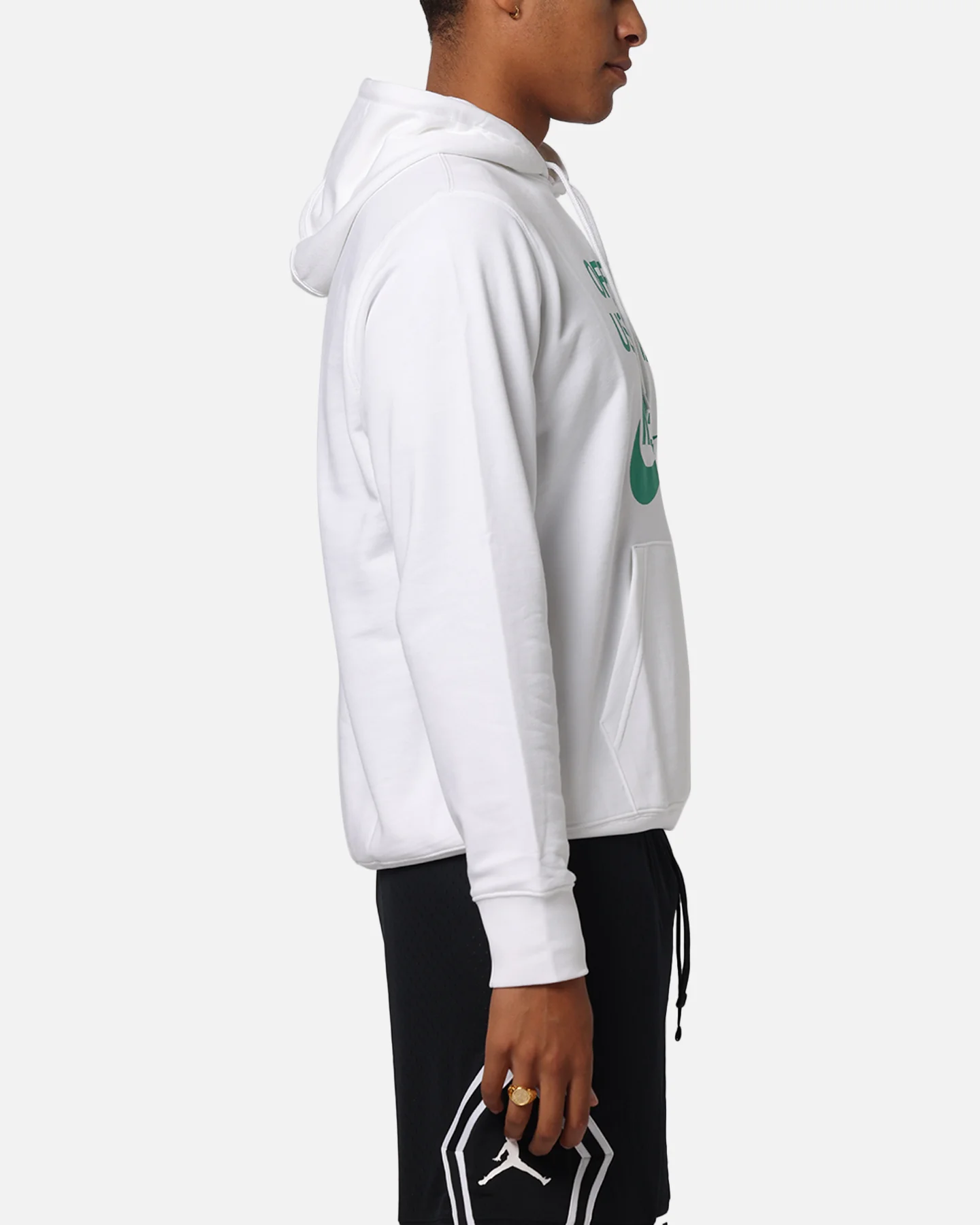 Nike Club French Terry Pullover Hoodie White/White/Green - Image 4