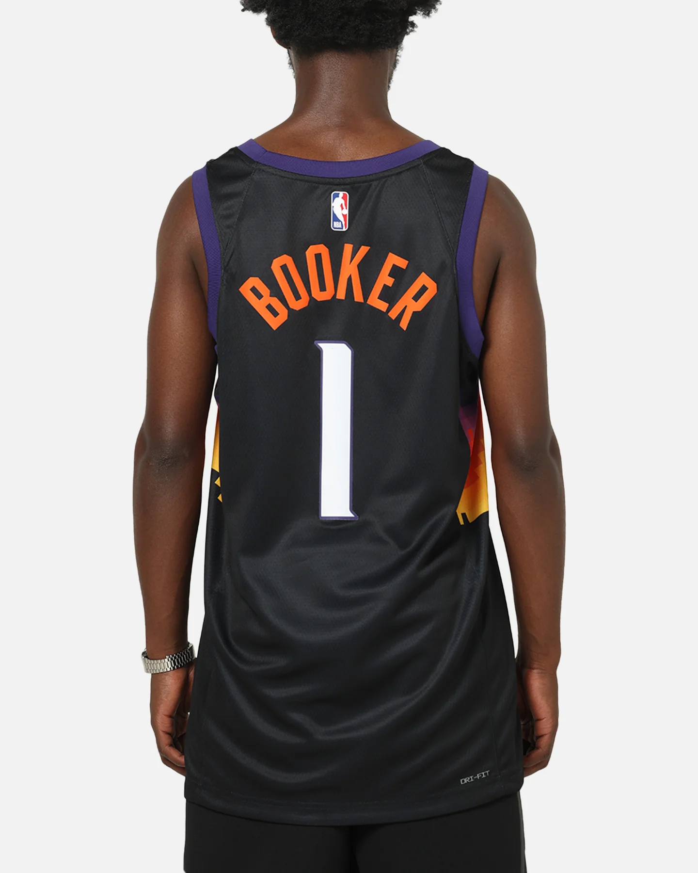 Nike Devin Booker Phoenix Suns #1 City Edition Dri-FIT NBA Swingman Jersey Black - Image 2
