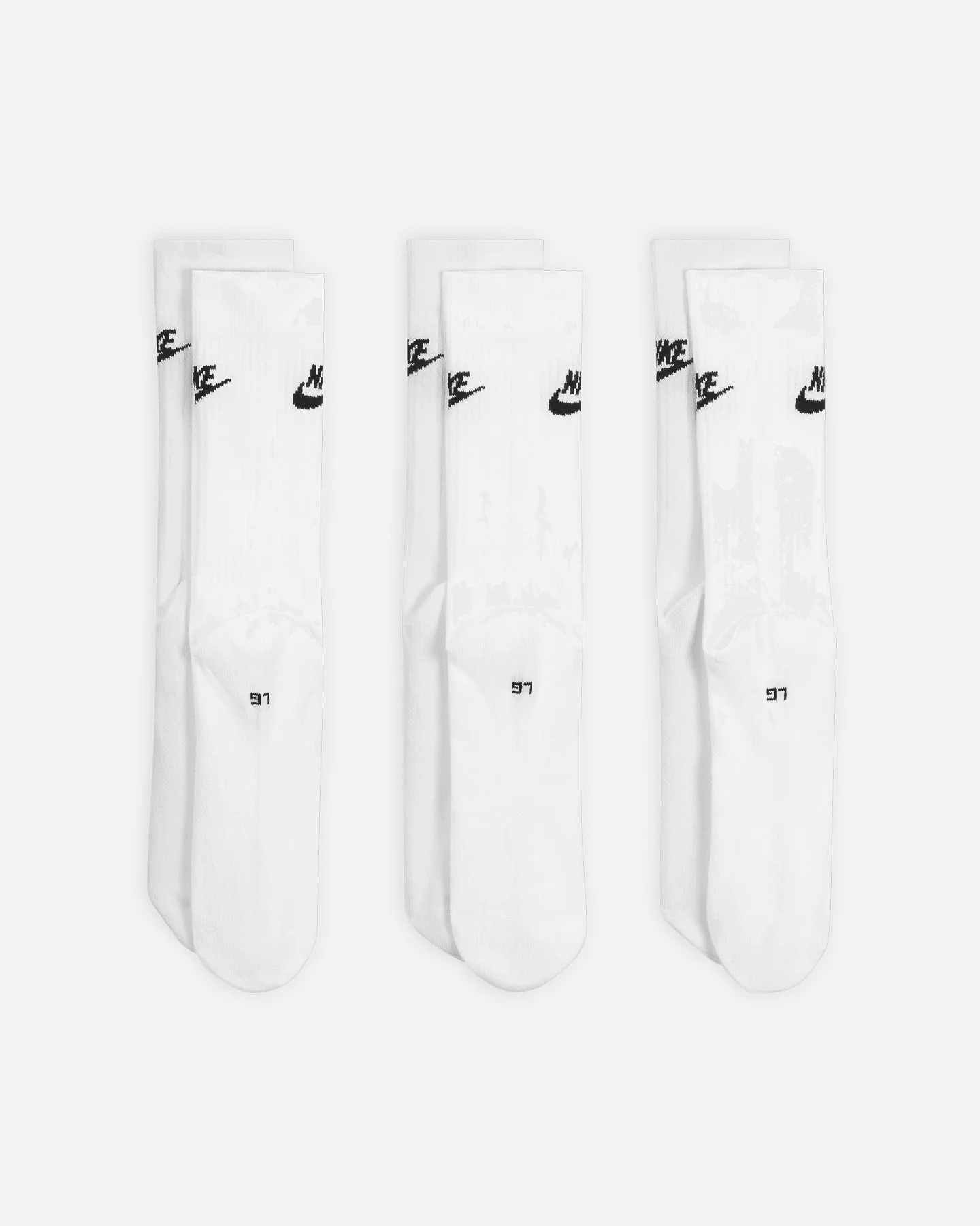 Nike Everday Cotton Cushioned Crew Socks 3 Pack White/Black - Image 2