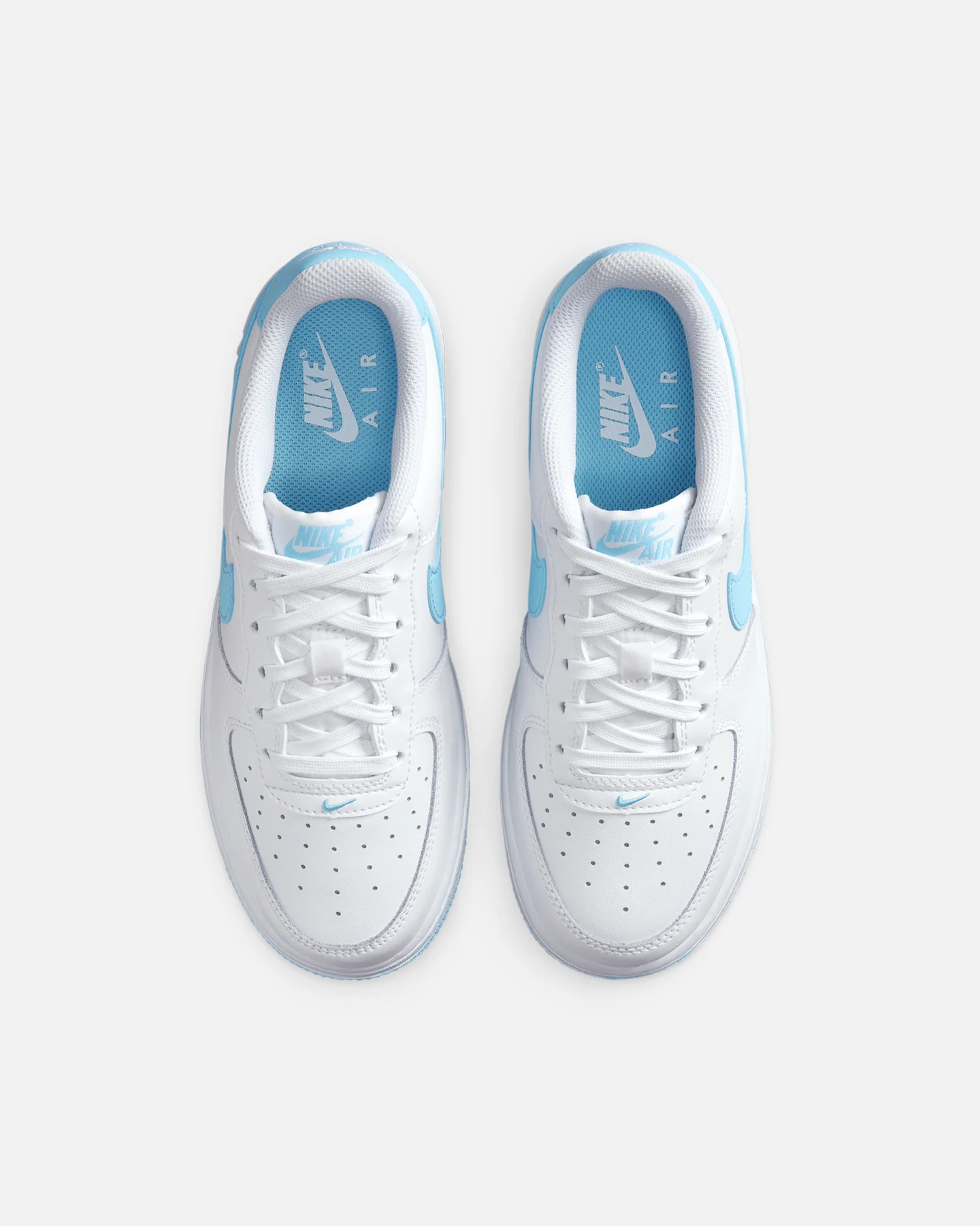 Nike Kids' Air Force 1 (GS) White/Aquarius Blue - Image 7