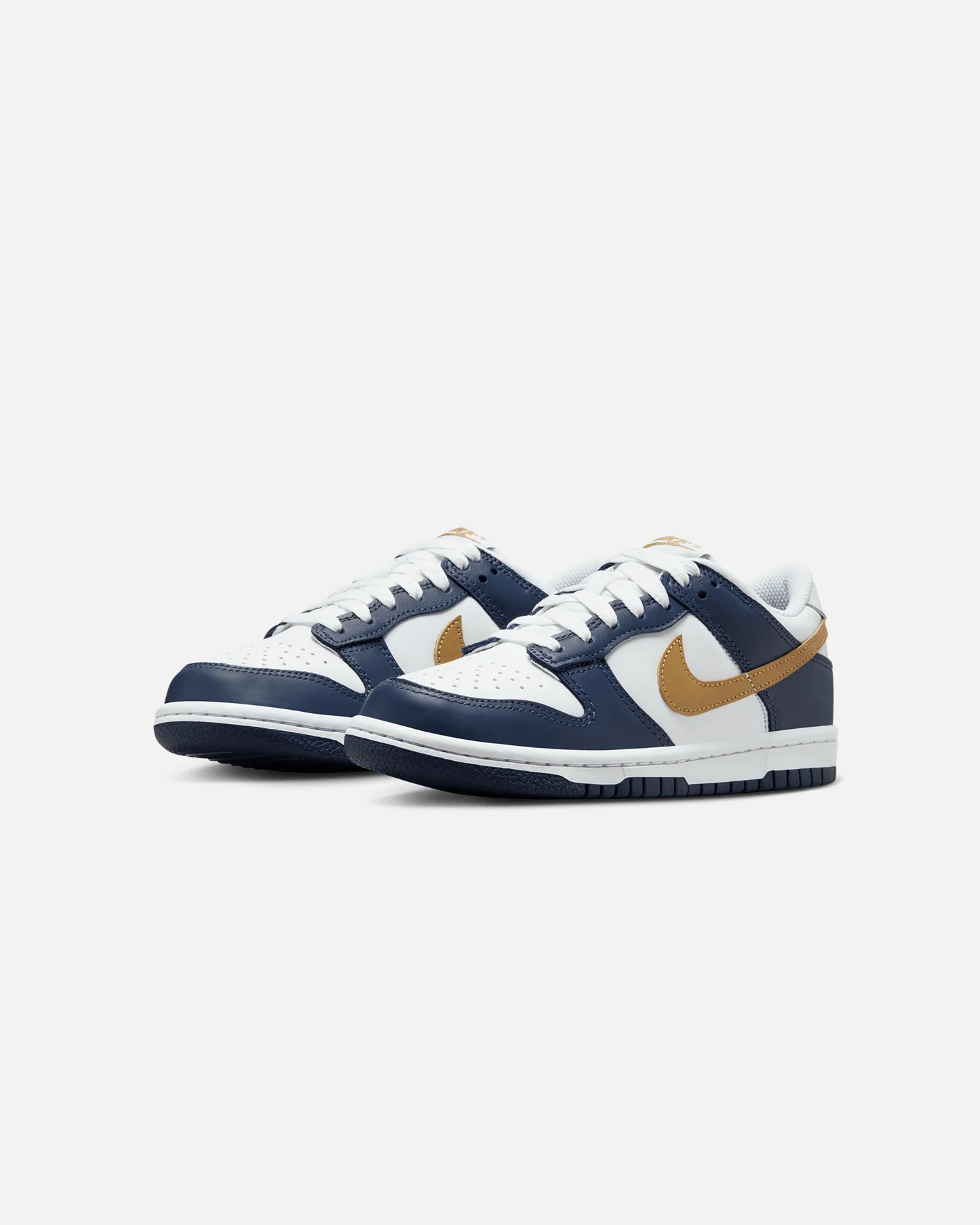 Nike Kids' Dunk Low (GS) White/Wheat-Midnight Navy - Image 2