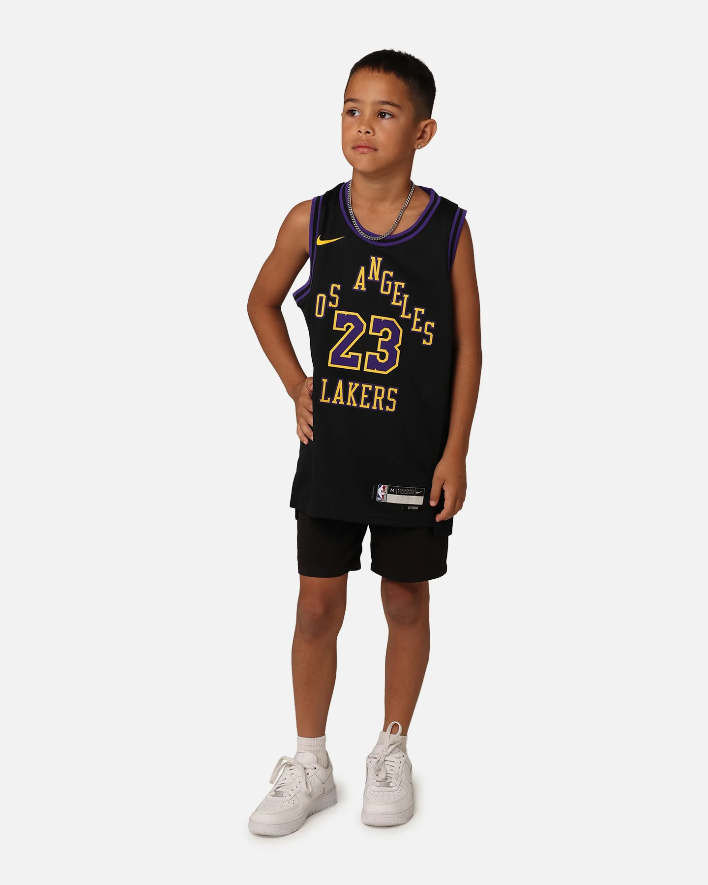 Nike Kids' Los Angeles Lakers Lebron James City Edition 2023/24 Swingman Jersey Black - Image 3