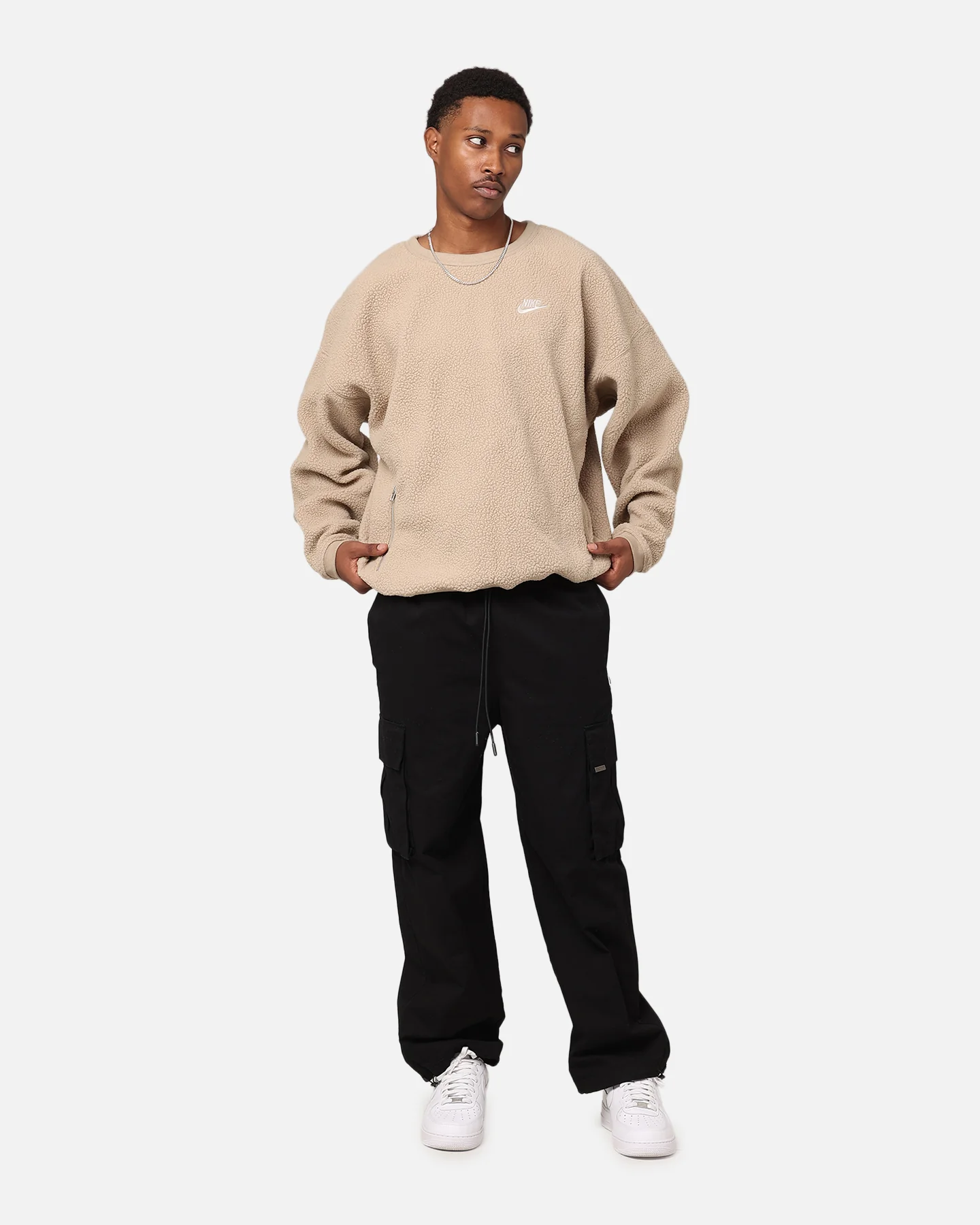 Nike Sherpa Winter Crewneck Khaki/Light Orewood - Image 2