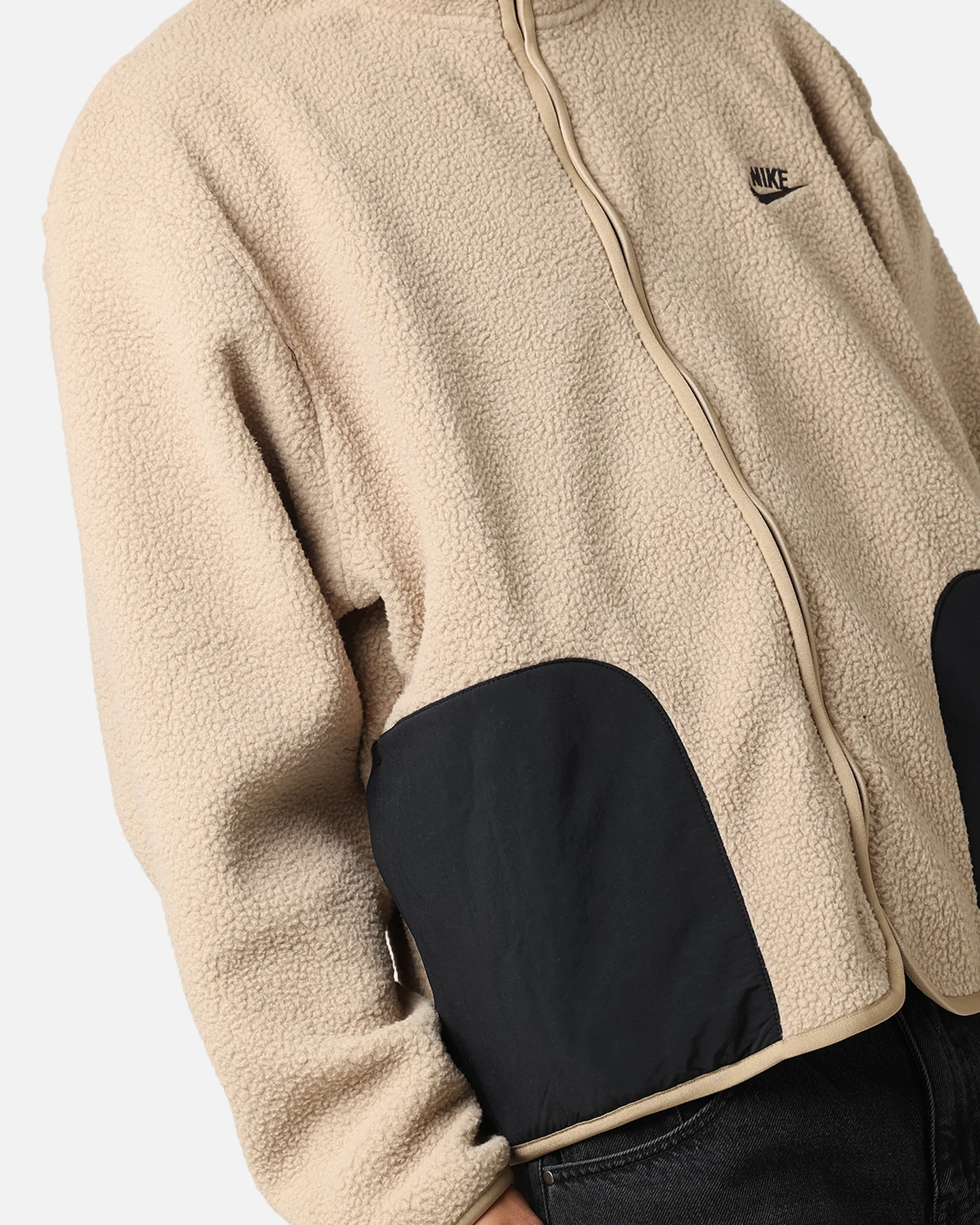 Nike Sherpa Winter Jacket Khaki/Black - Image 6